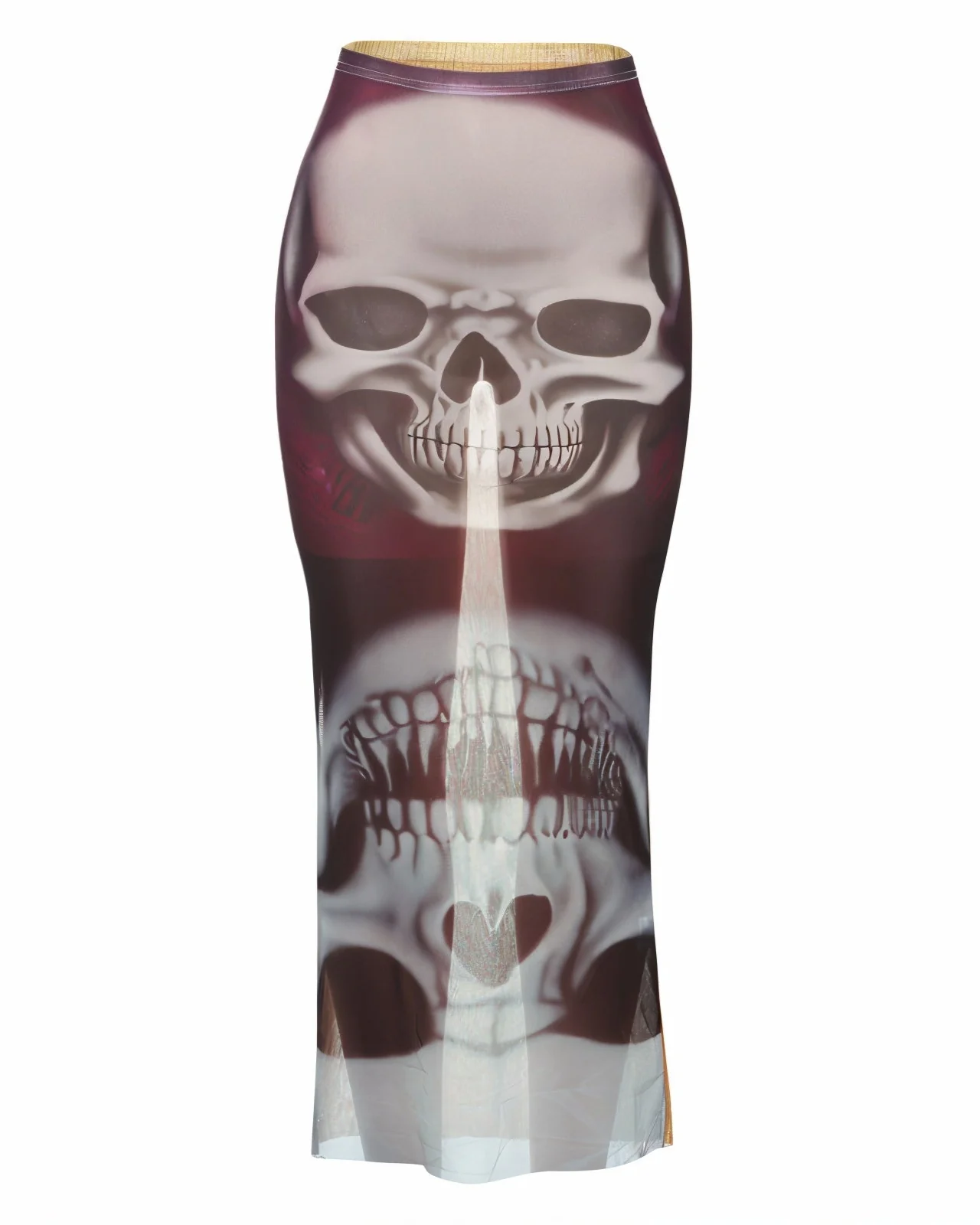 MARTHA Skull Print Mesh Maxi Skirt - Image 5