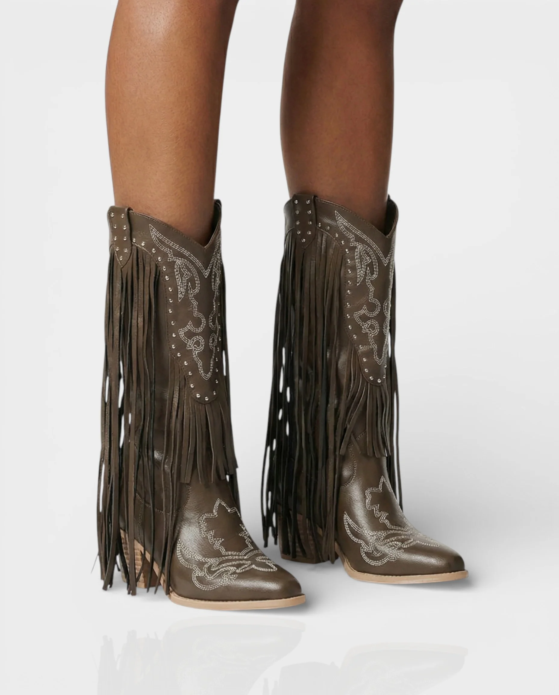 MITHENA Fringe Studded Cowboy Boots - Image 4