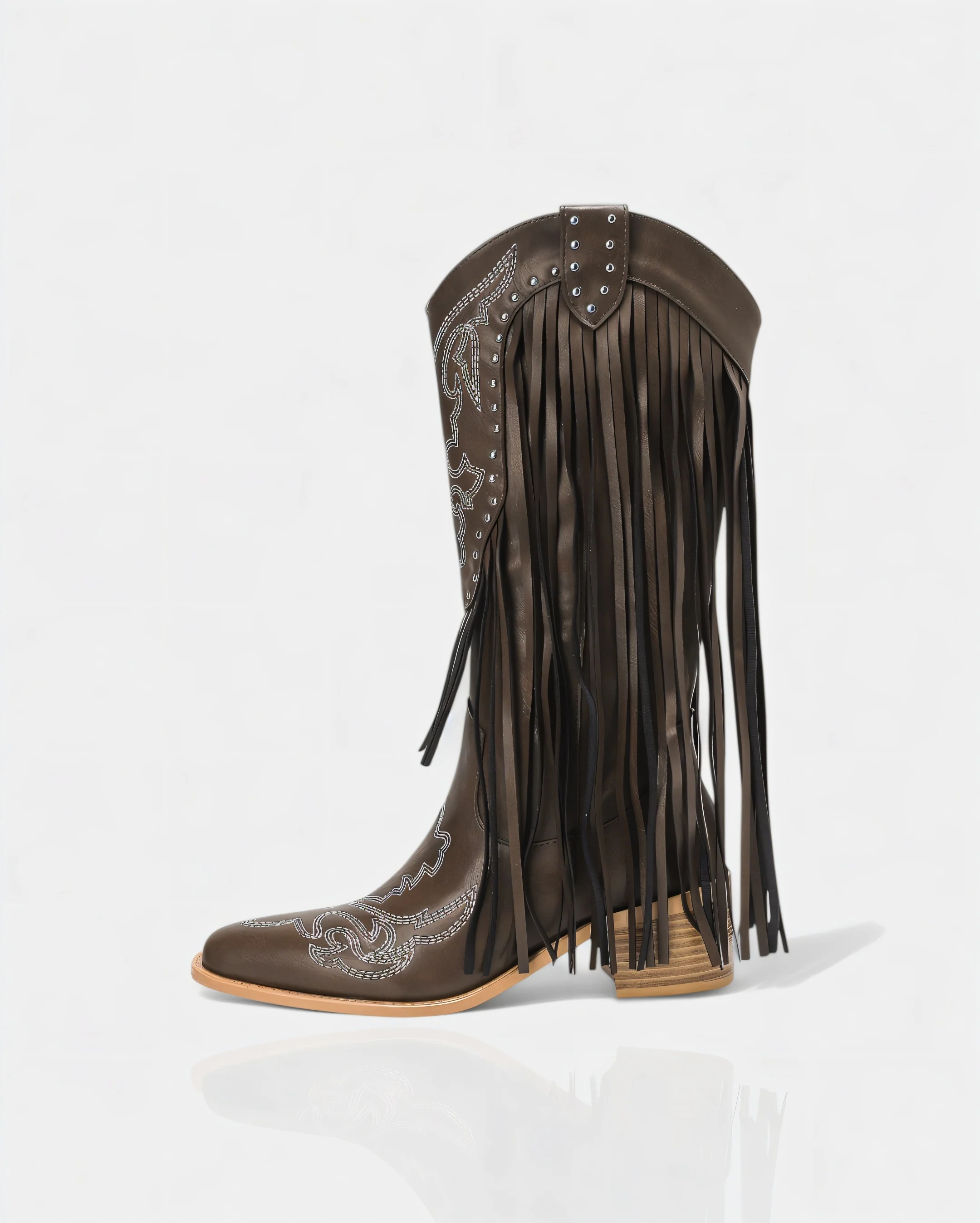 MITHENA Fringe Studded Cowboy Boots - Image 5
