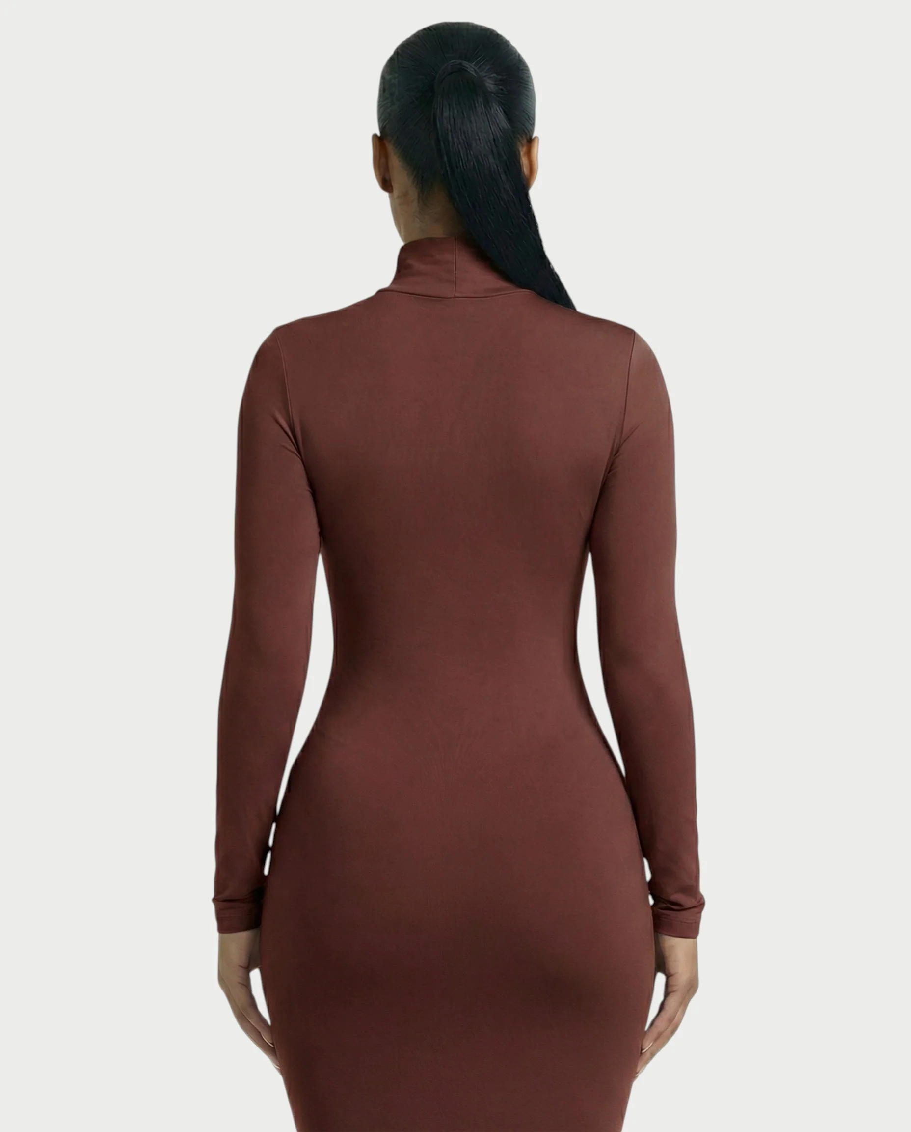 Mock Neck Long Sleeve Bodycon Maxi Dress - Image 10