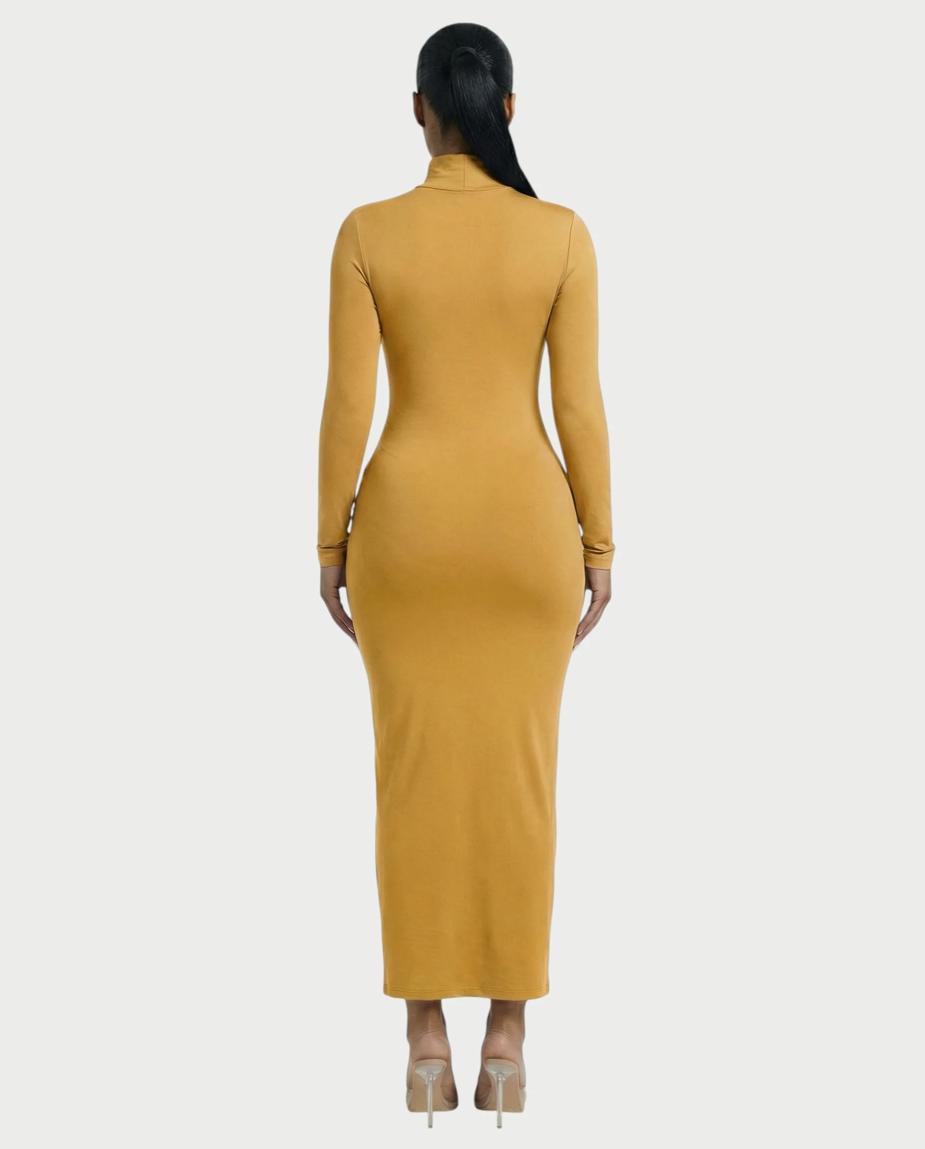 Mock Neck Long Sleeve Bodycon Maxi Dress - Image 12