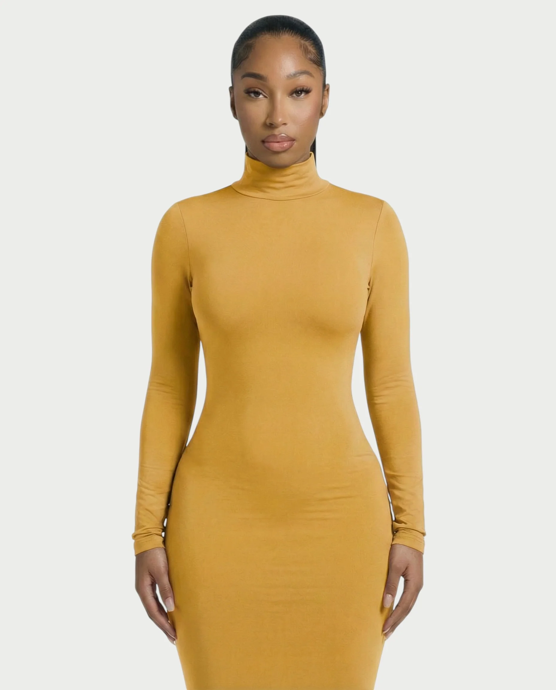 Mock Neck Long Sleeve Bodycon Maxi Dress - Image 14