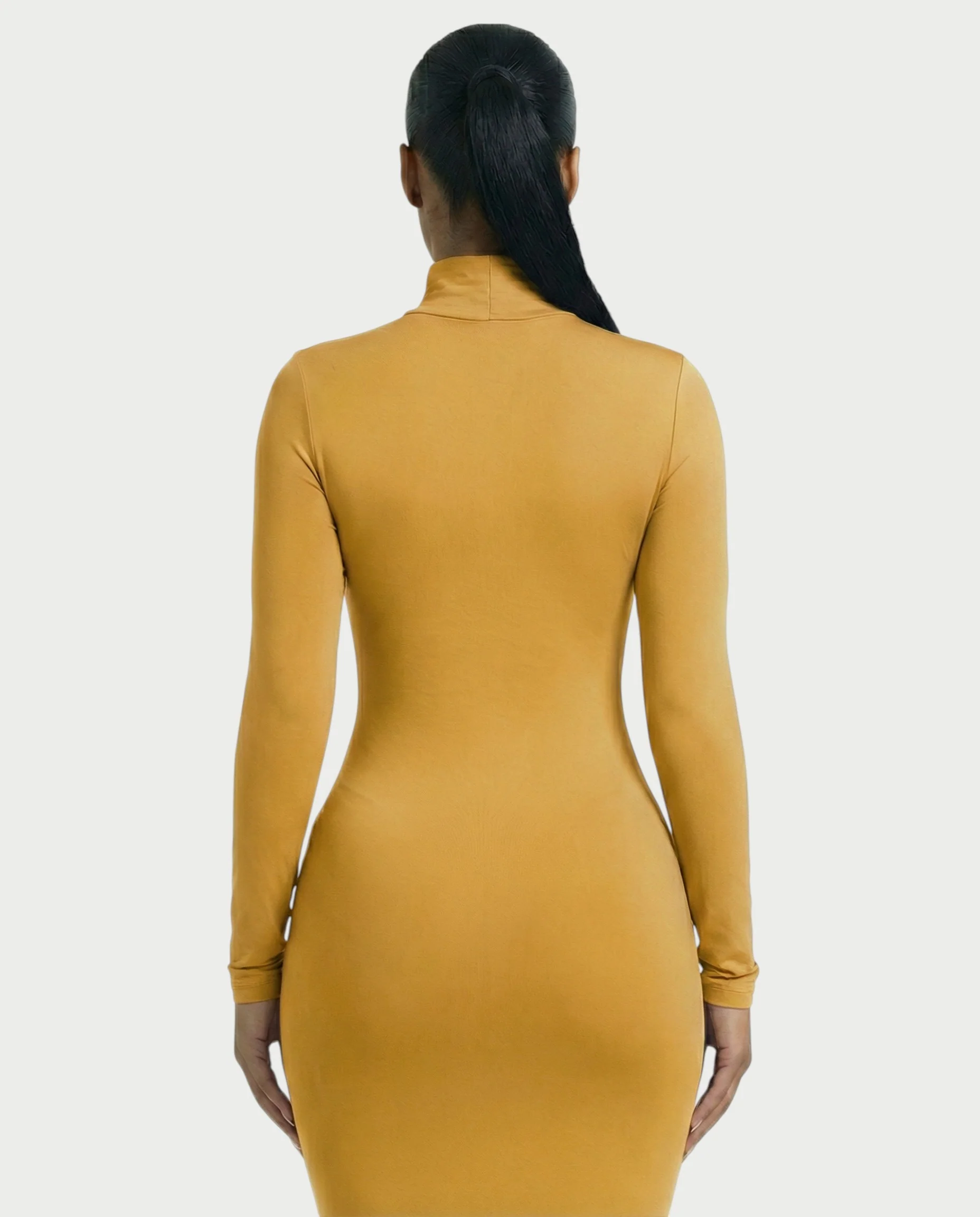 Mock Neck Long Sleeve Bodycon Maxi Dress - Image 15