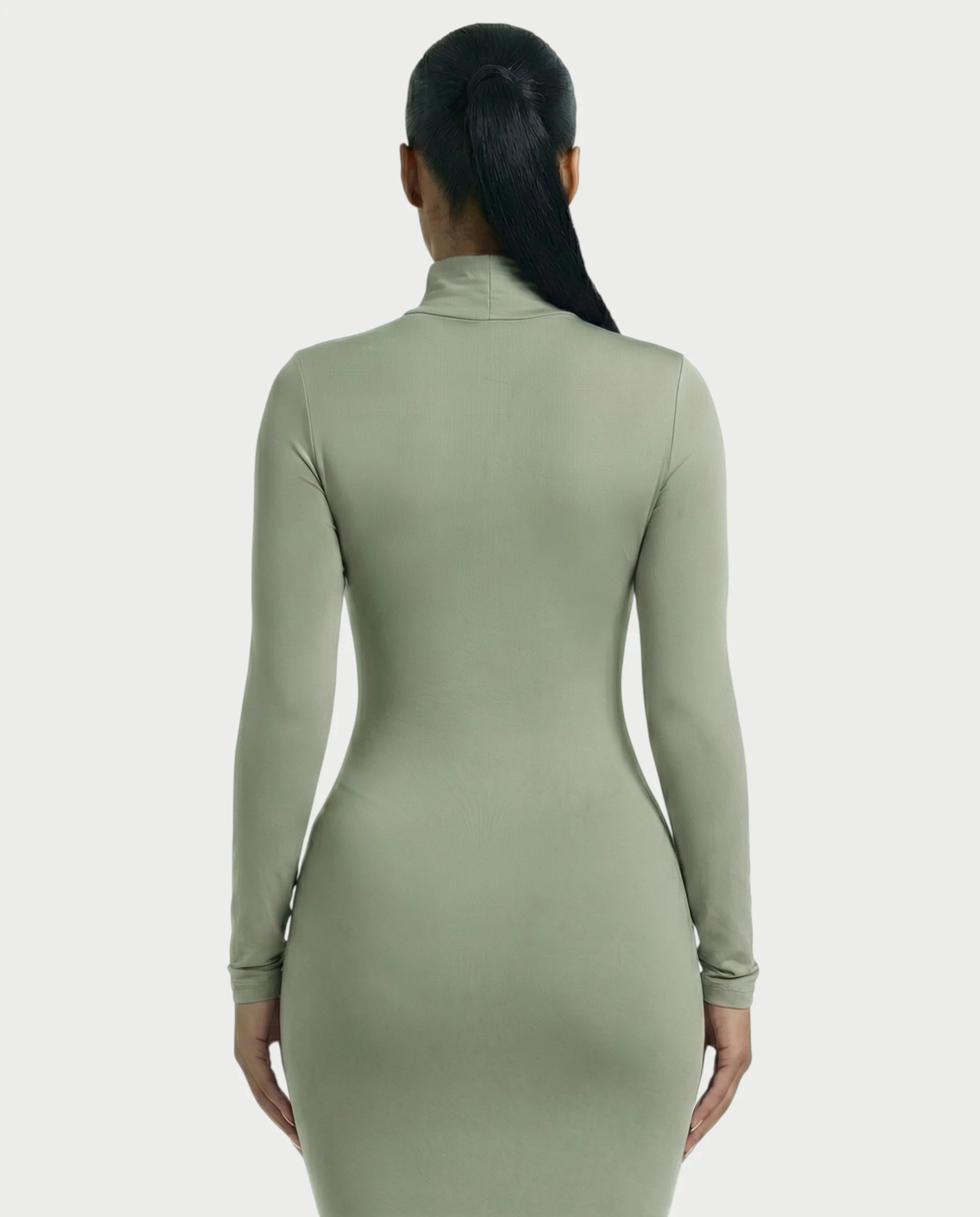 Mock Neck Long Sleeve Bodycon Maxi Dress - Image 20