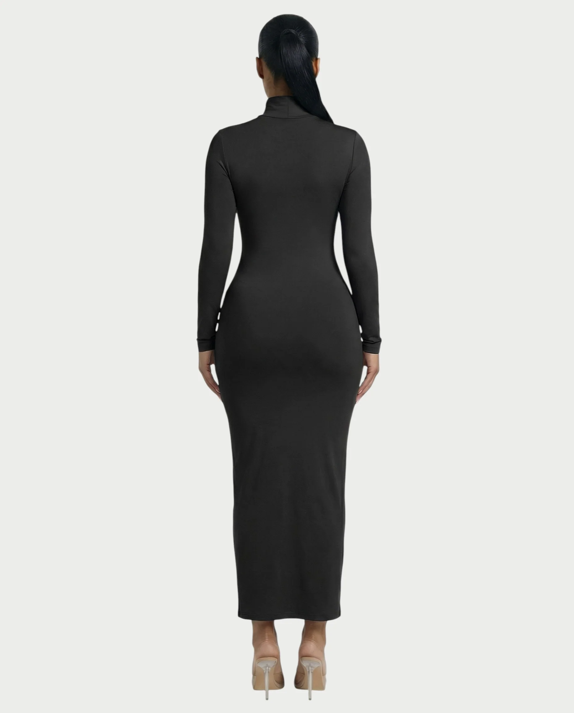 Mock Neck Long Sleeve Bodycon Maxi Dress - Image 22