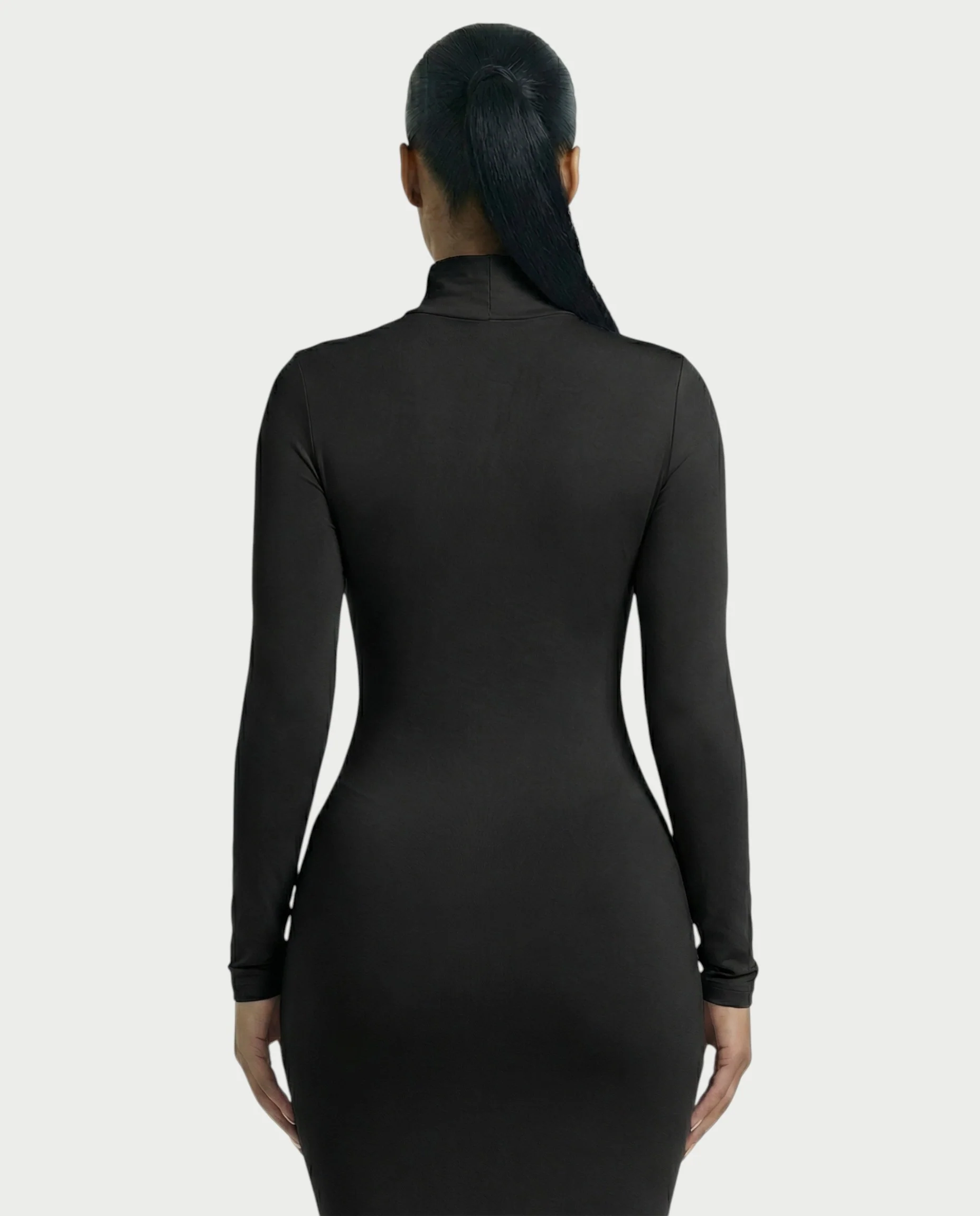 Mock Neck Long Sleeve Bodycon Maxi Dress - Image 25