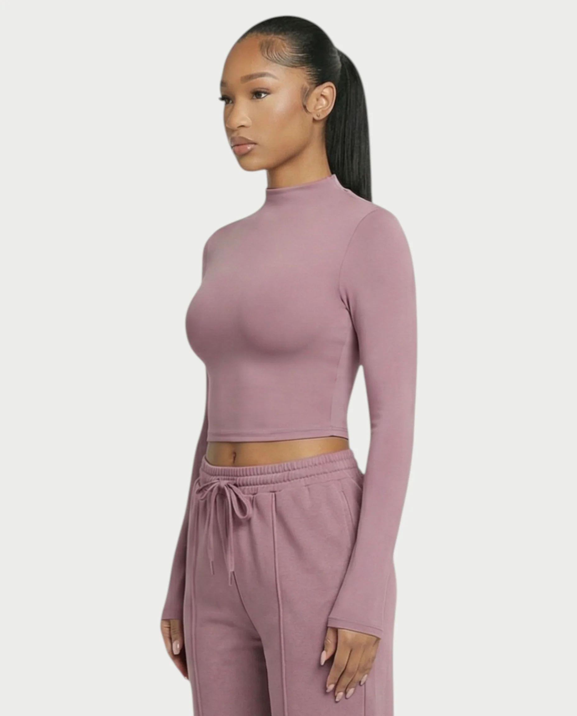 Mock Neck Seamless Long Sleeve Top - Image 3