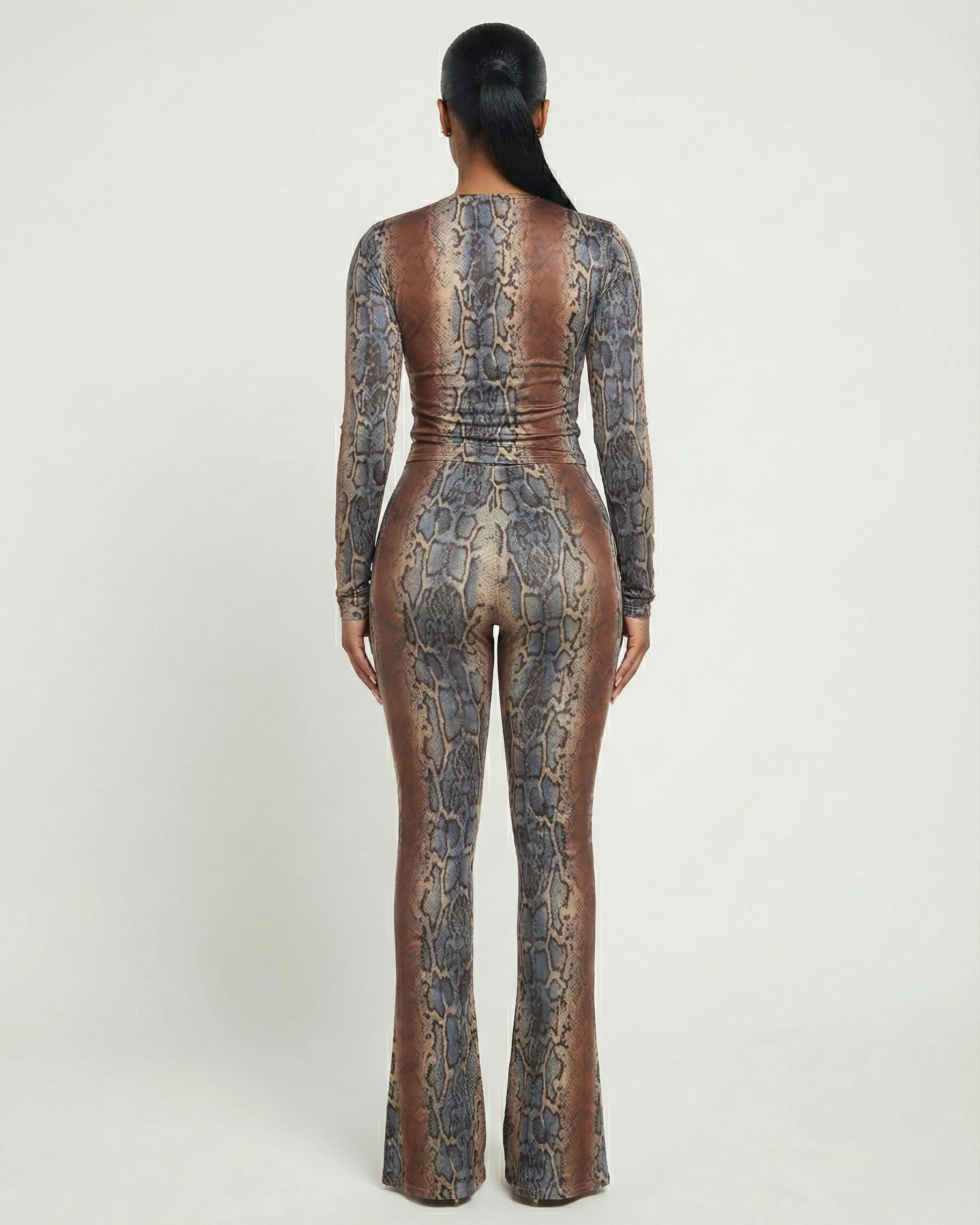 MONET Snake Print Top & Flare Pants Set - Image 4