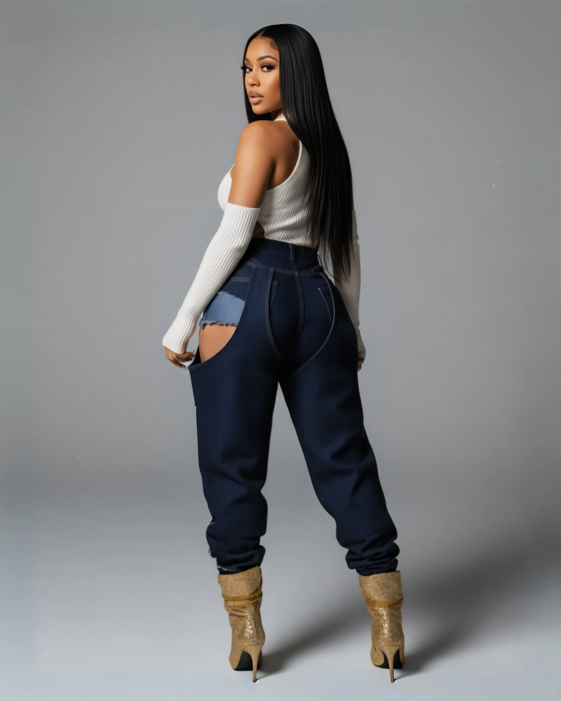 NAMI Distressed Denim Chaps Pants - Image 4