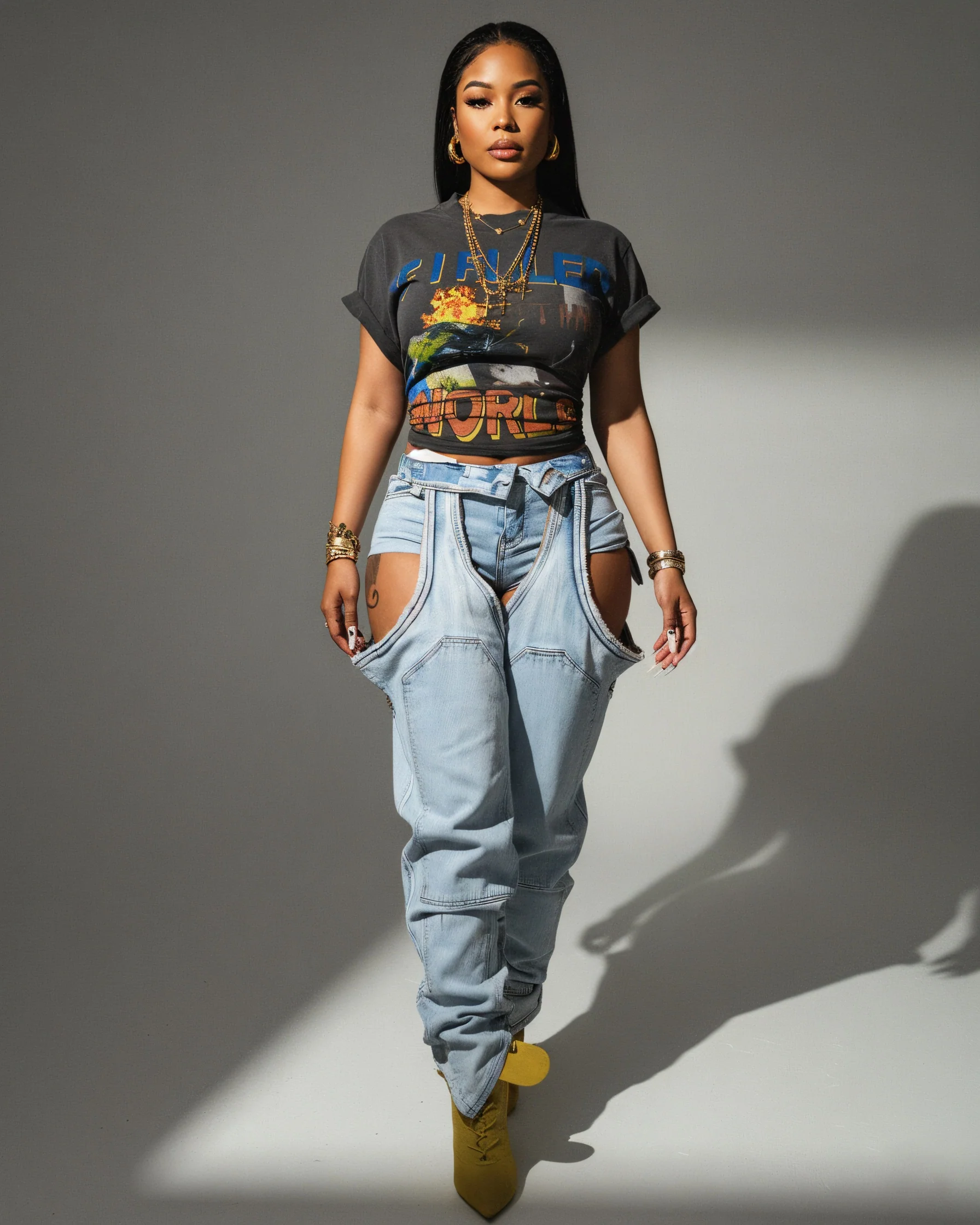 NAMI Distressed Denim Chaps Pants - Image 5