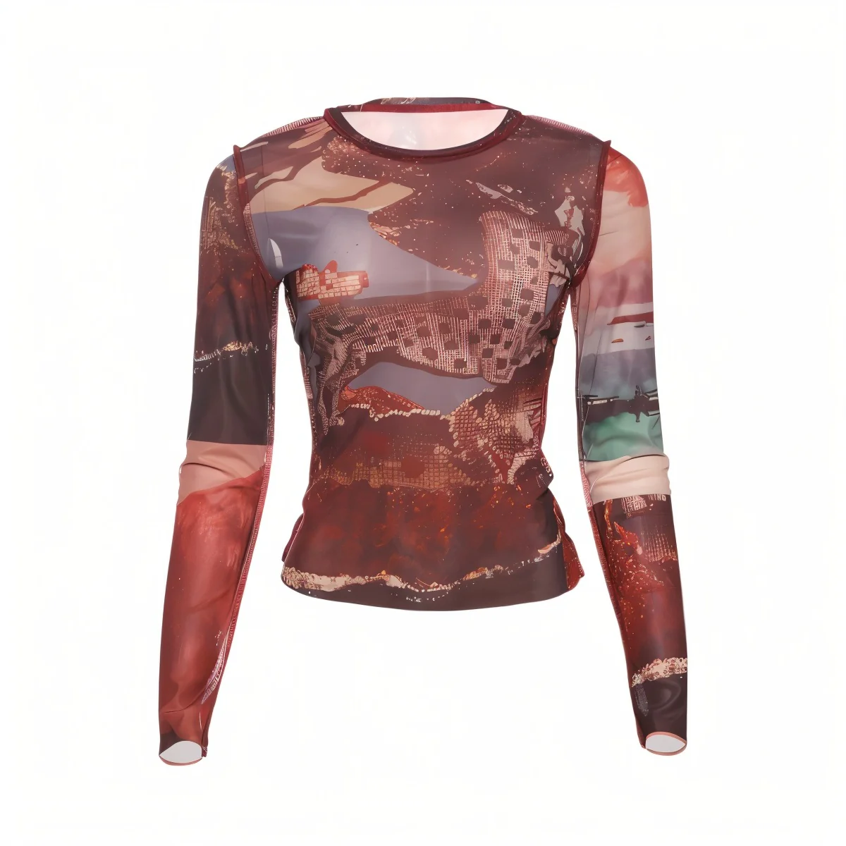 PAULINE Sheer Mesh Graphic Top - Image 5