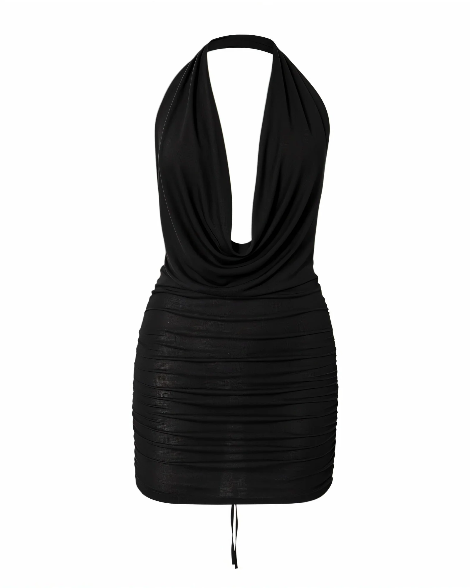 PERTINE Cowl Neck Mesh Mini Dress - Image 11