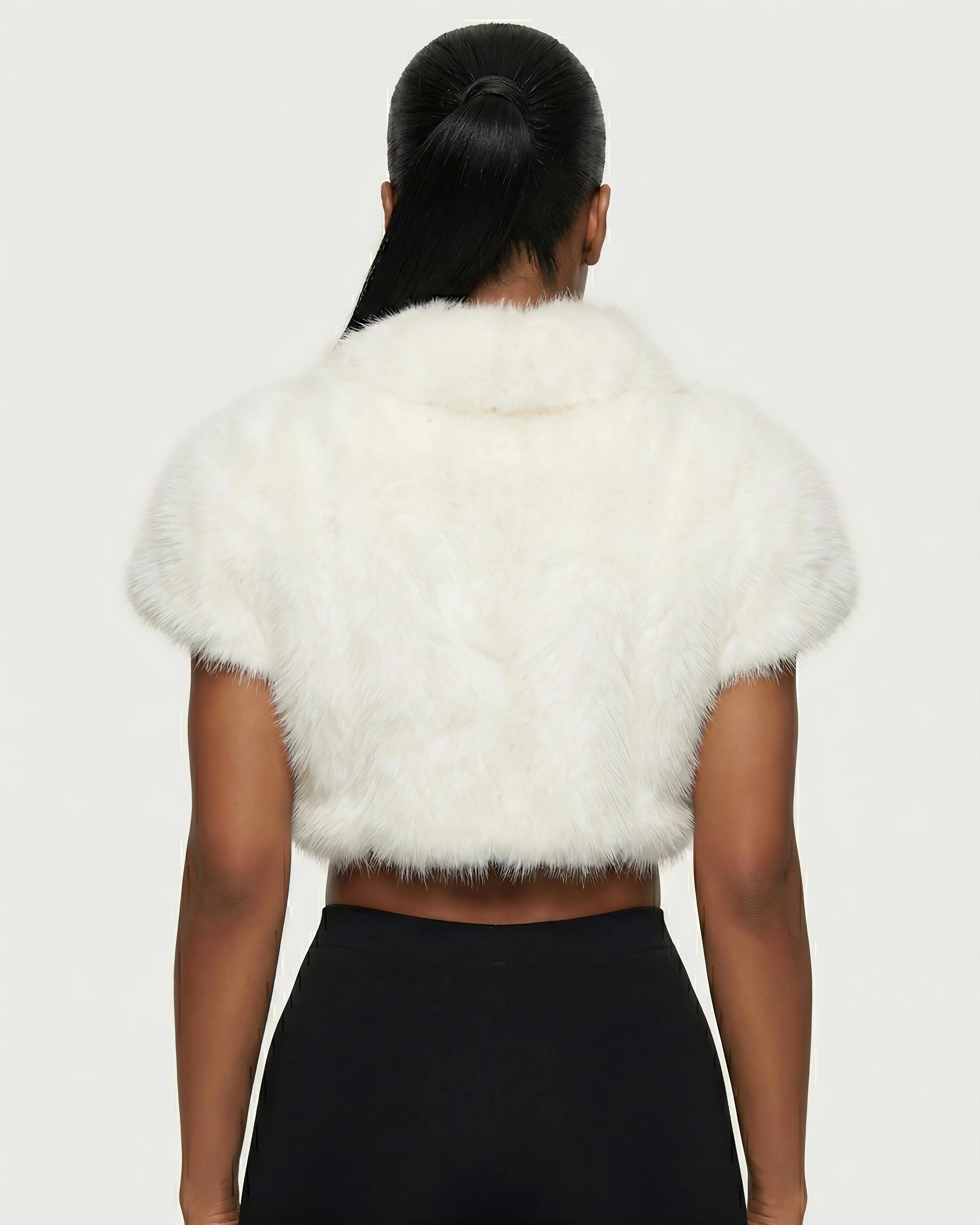 QUELLA Faux-Fur Buckle-Front Cropped Vest - Image 10