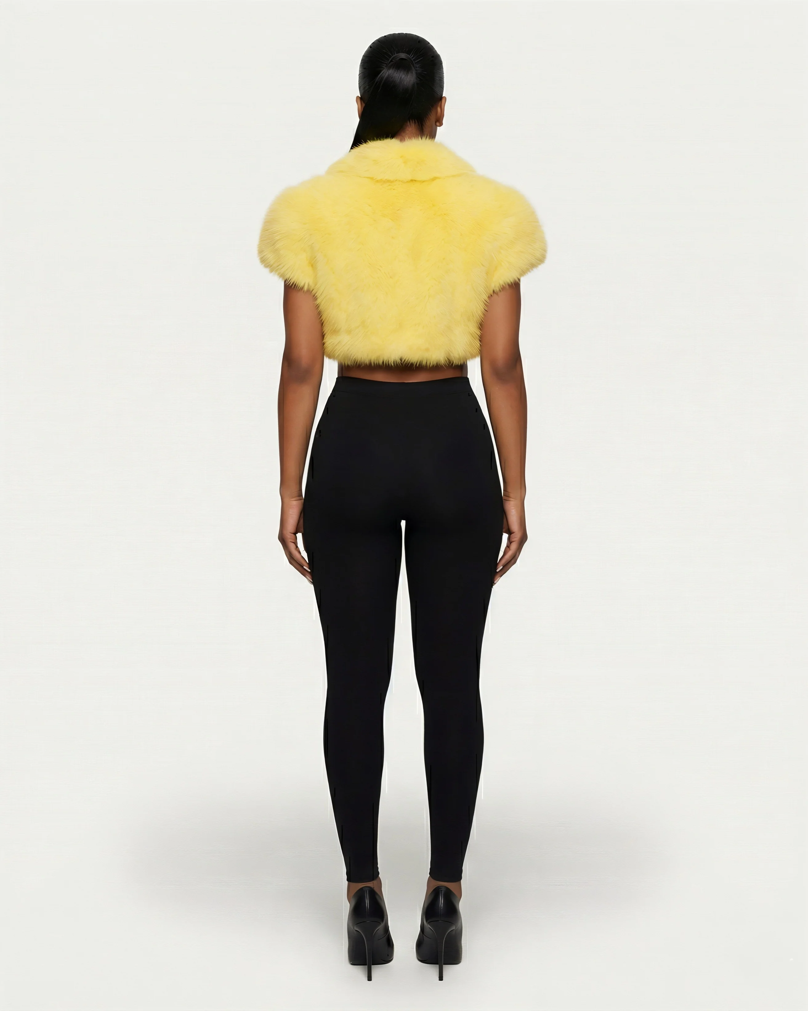 QUELLA Faux-Fur Buckle-Front Cropped Vest - Image 4