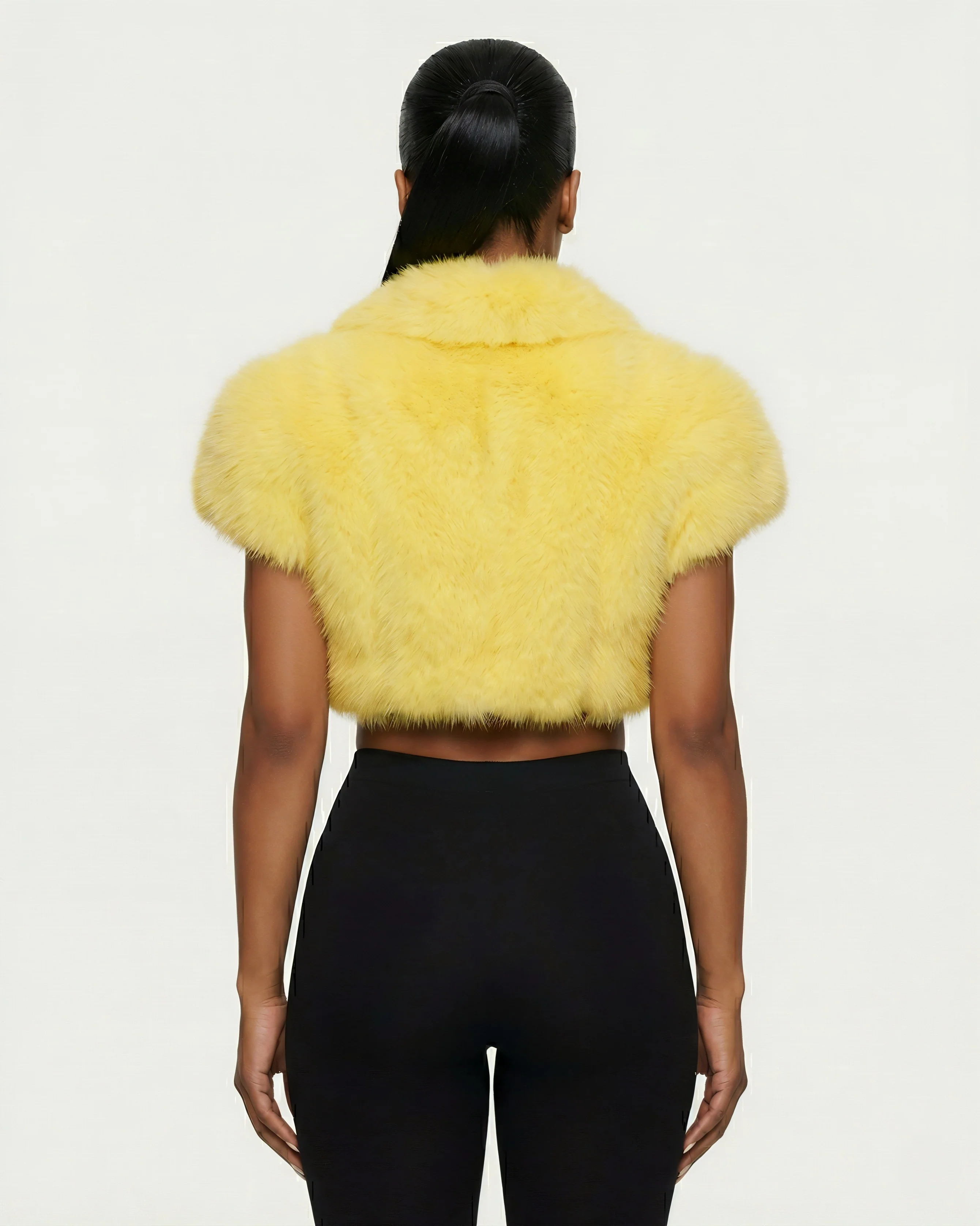 QUELLA Faux-Fur Buckle-Front Cropped Vest - Image 5