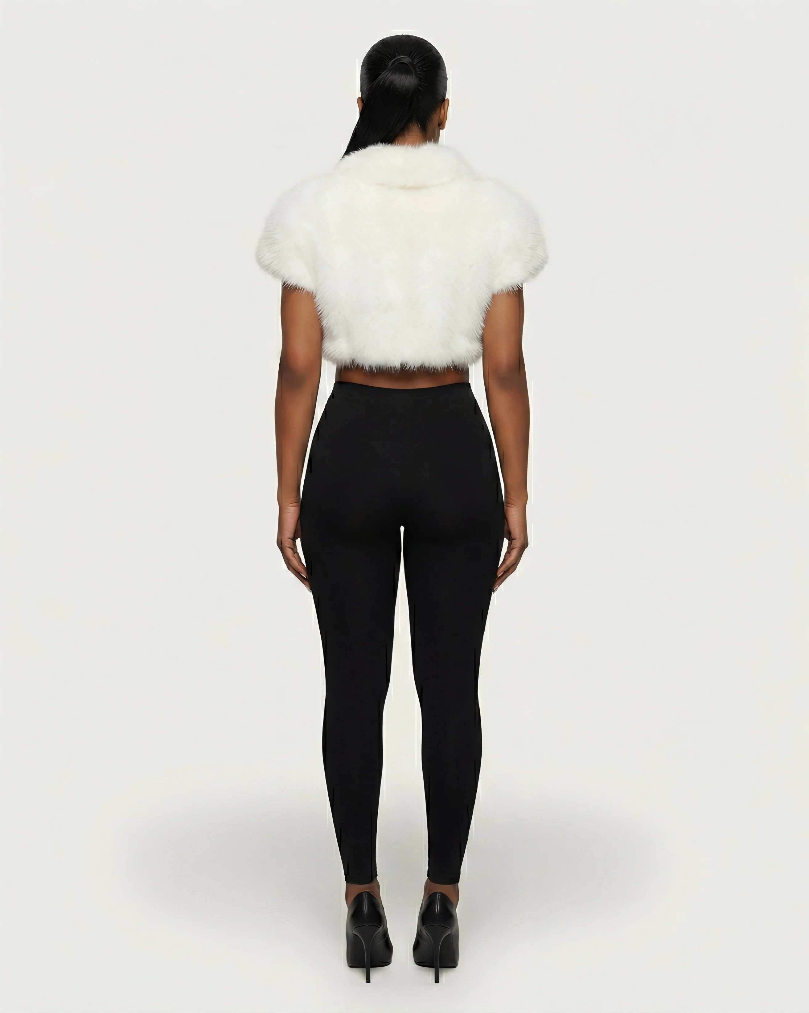 QUELLA Faux-Fur Buckle-Front Cropped Vest - Image 9