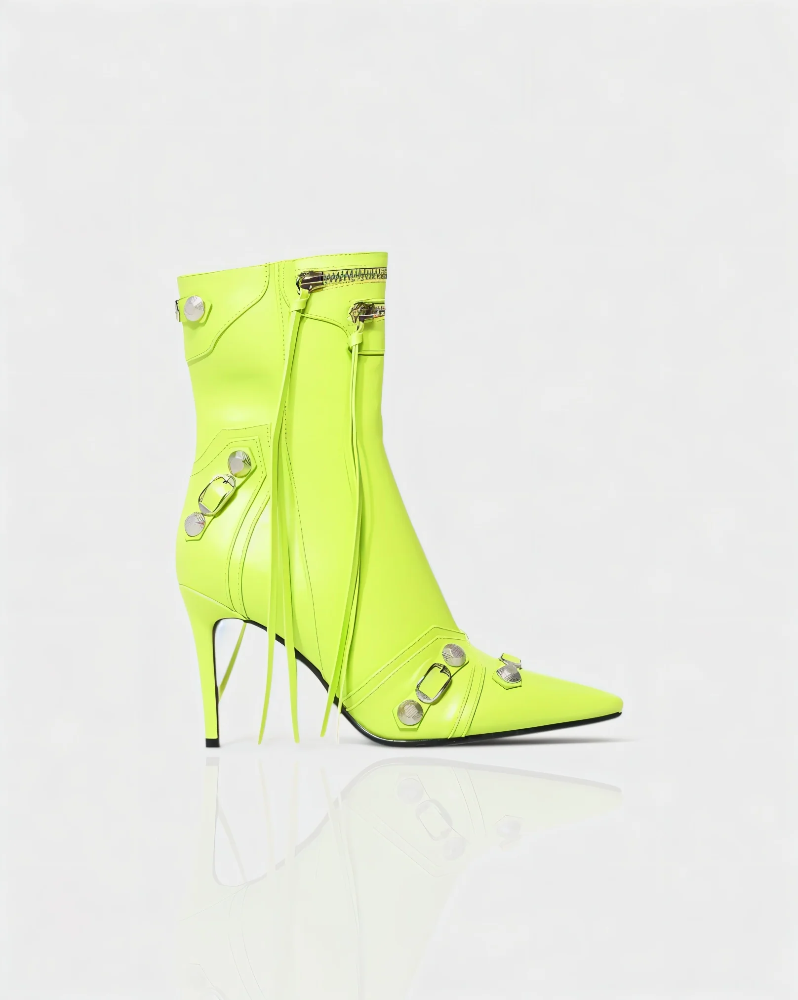 REVINA Studded Leather Pointed-Toe Ankle Boots - Image 10