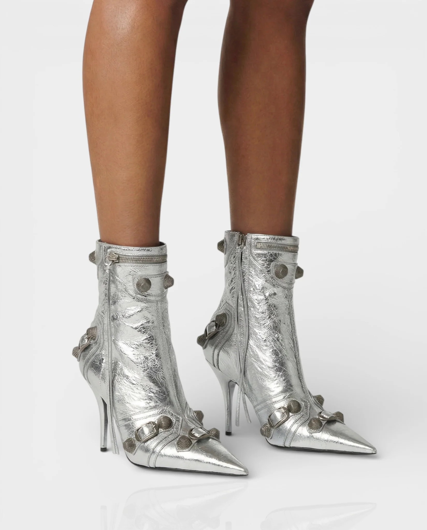 REVINA Studded Leather Pointed-Toe Ankle Boots - Image 13