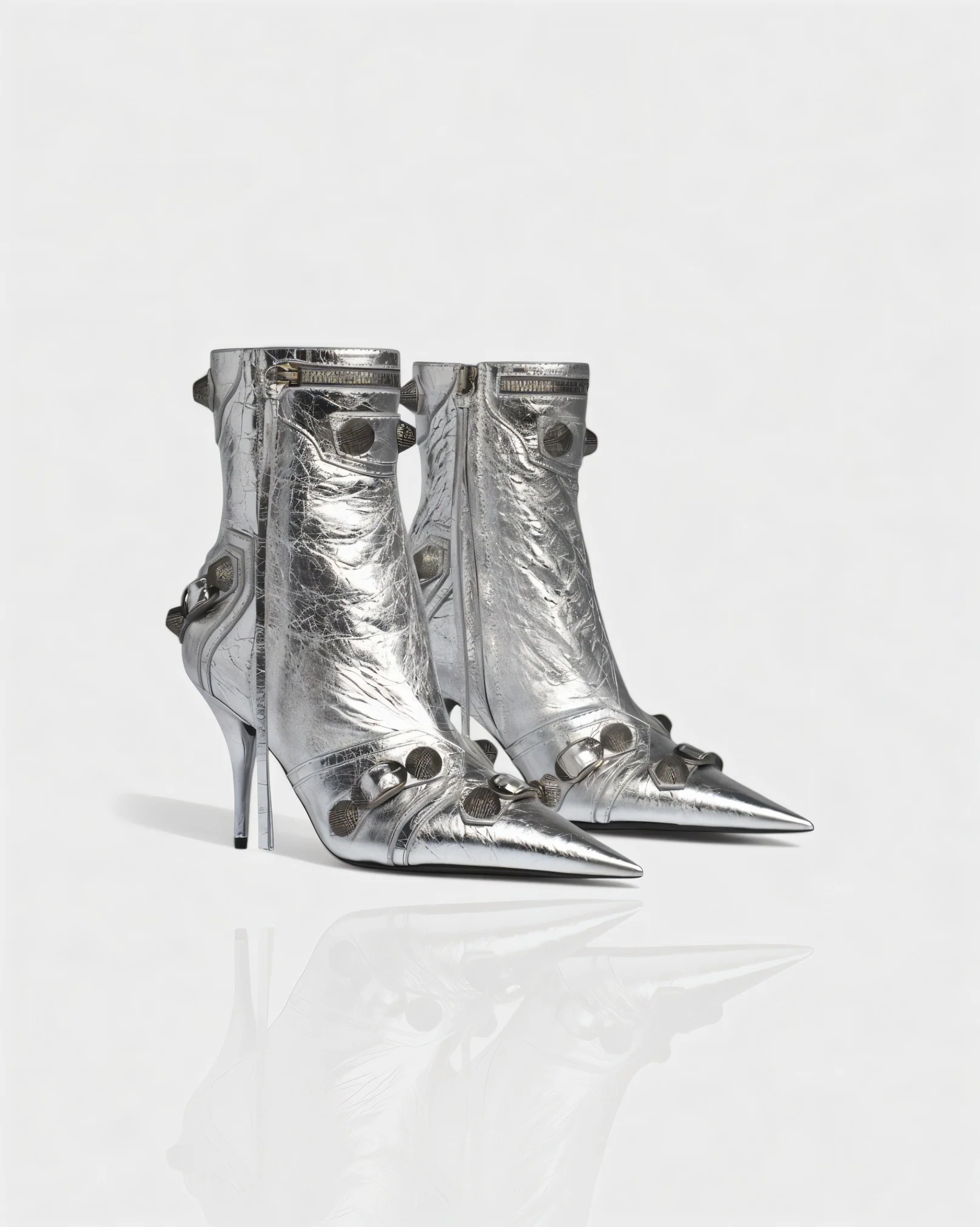 REVINA Studded Leather Pointed-Toe Ankle Boots - Image 15