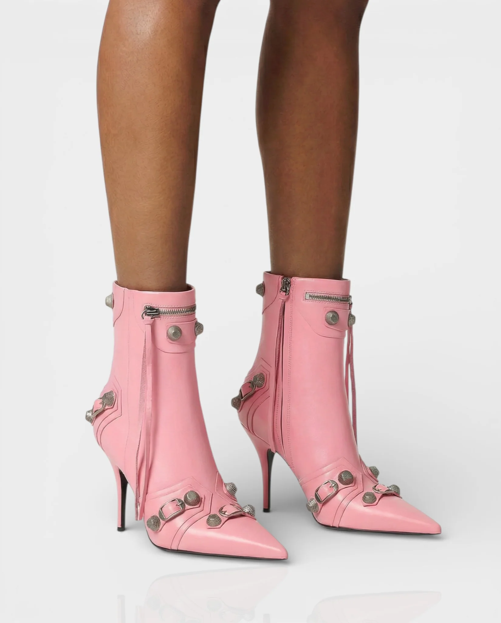 REVINA Studded Leather Pointed-Toe Ankle Boots - Image 17