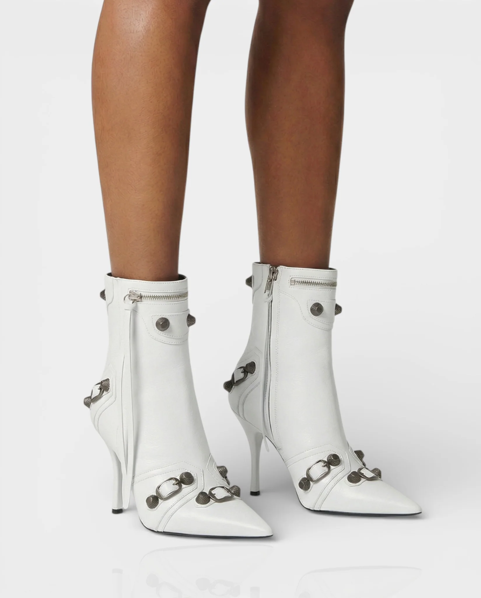 REVINA Studded Leather Pointed-Toe Ankle Boots - Image 5