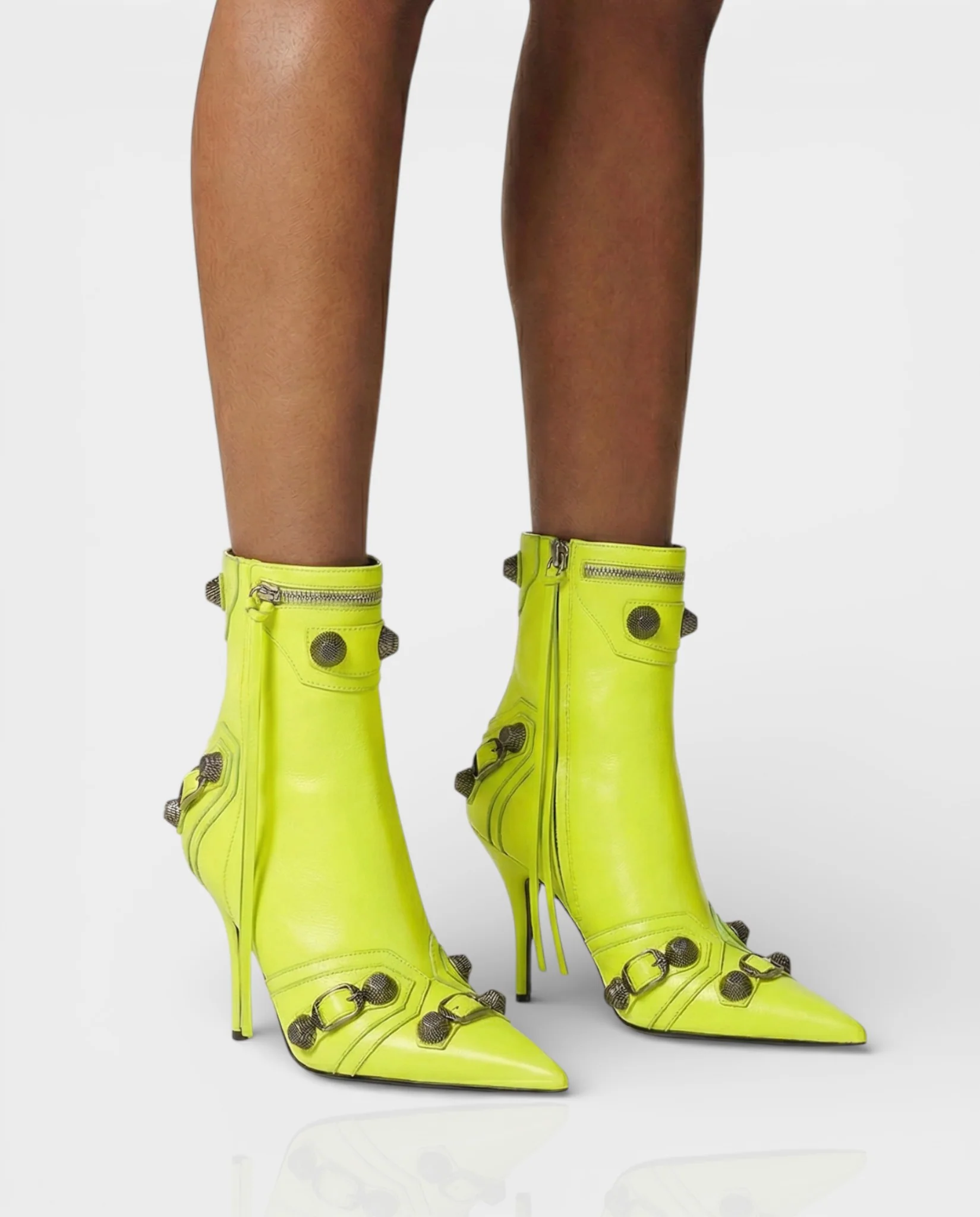 REVINA Studded Leather Pointed-Toe Ankle Boots - Image 9