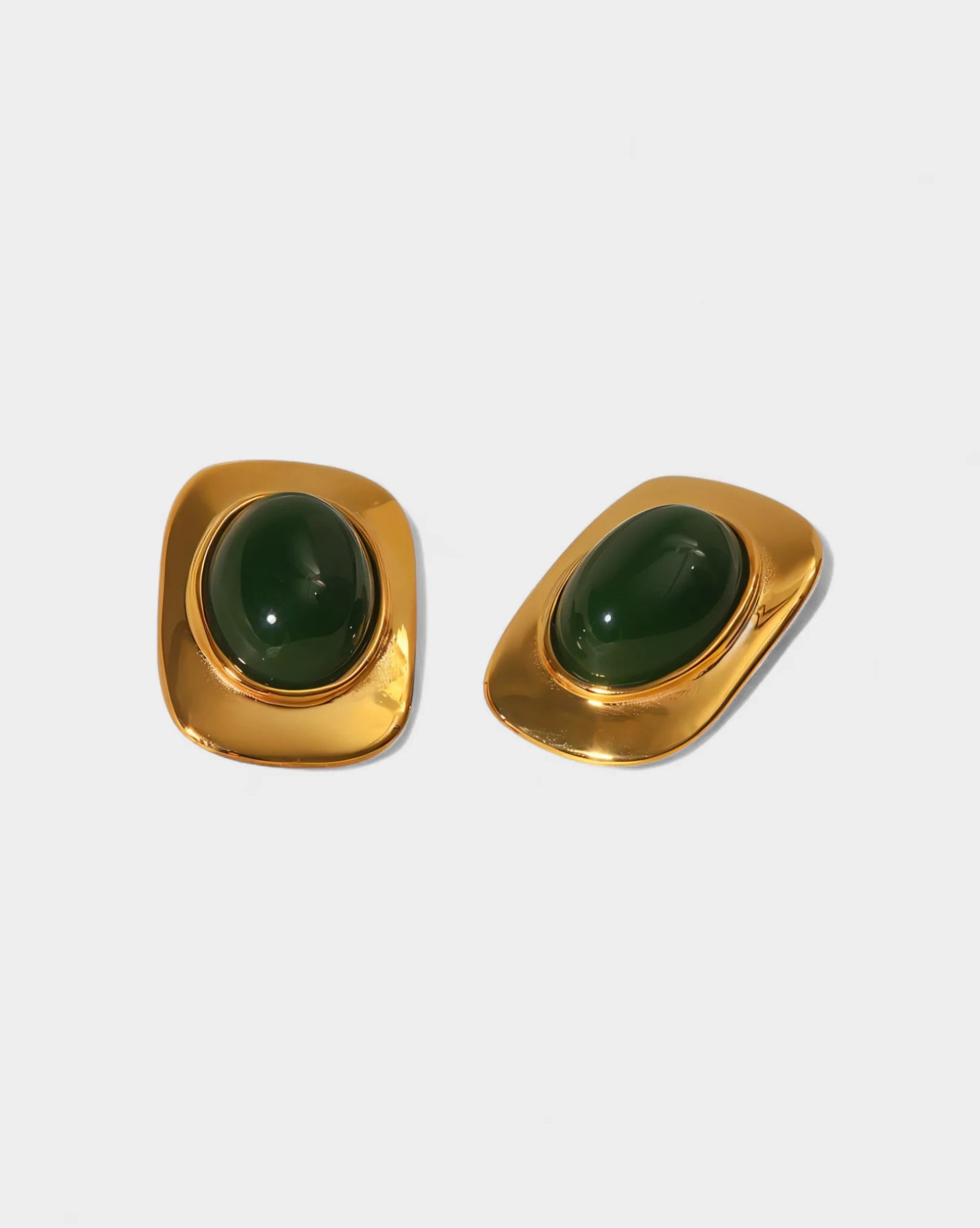 REYANA Green Stone Gold Stud Earrings - Image 4