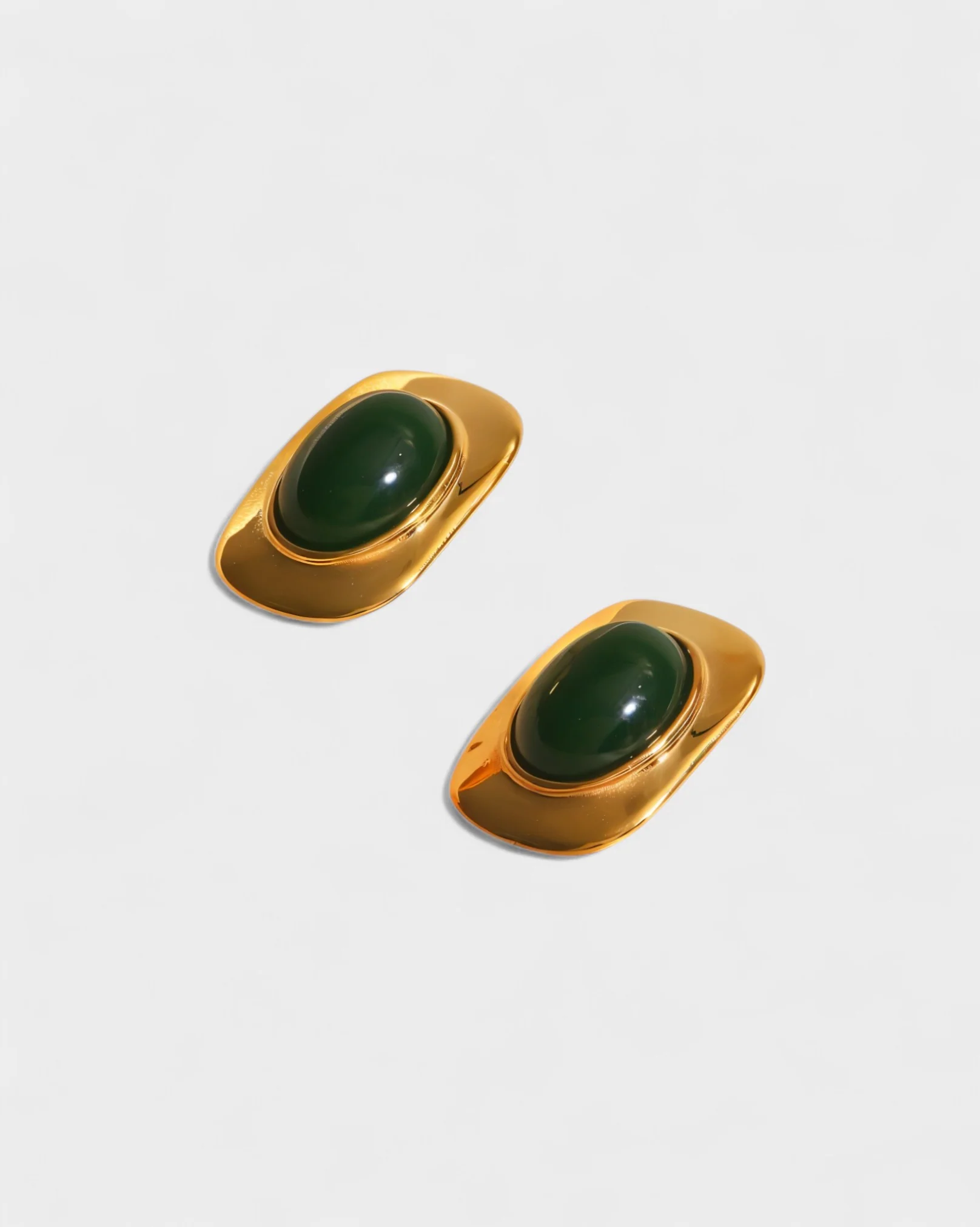 REYANA Green Stone Gold Stud Earrings - Image 5
