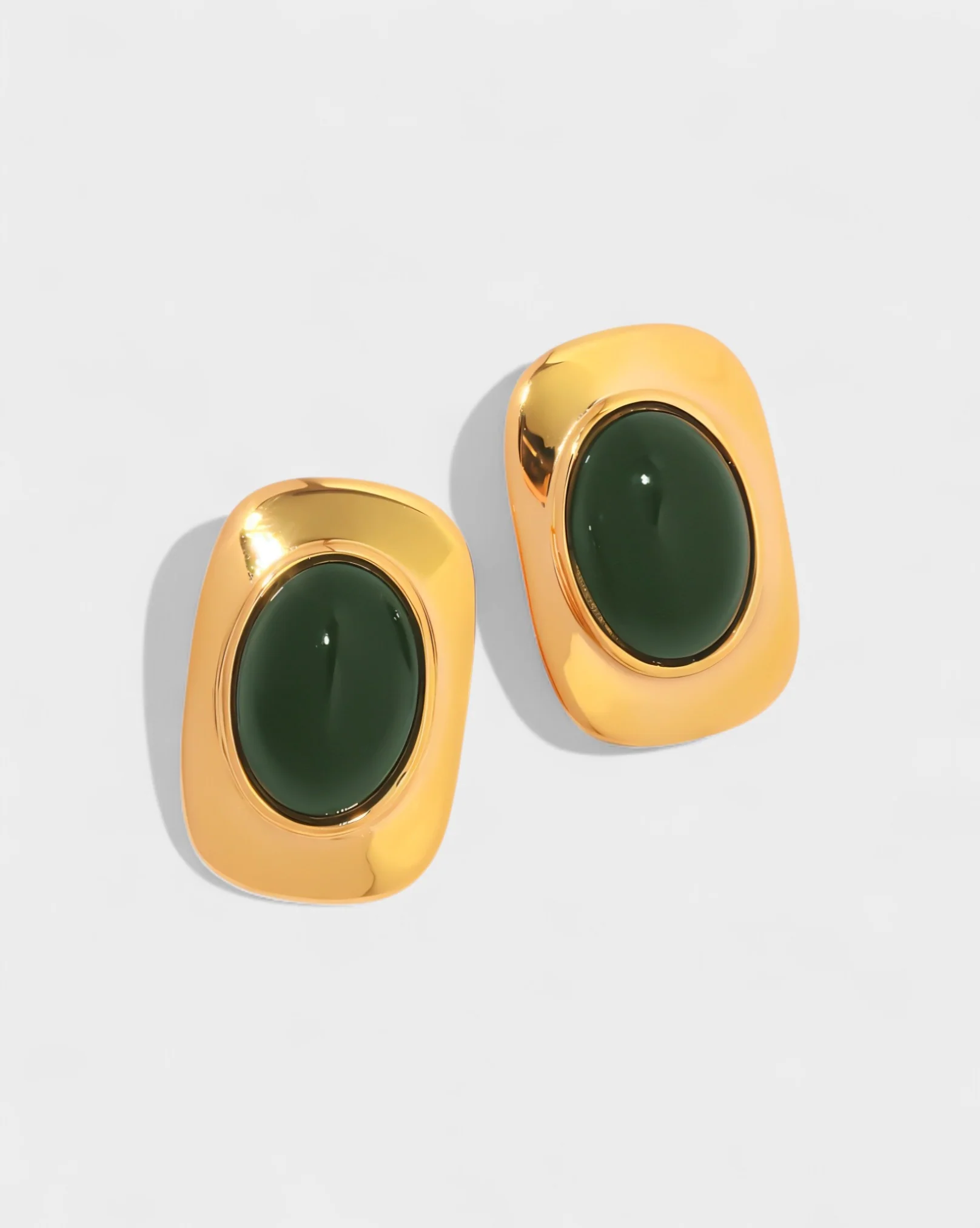 REYANA Green Stone Gold Stud Earrings - Image 6
