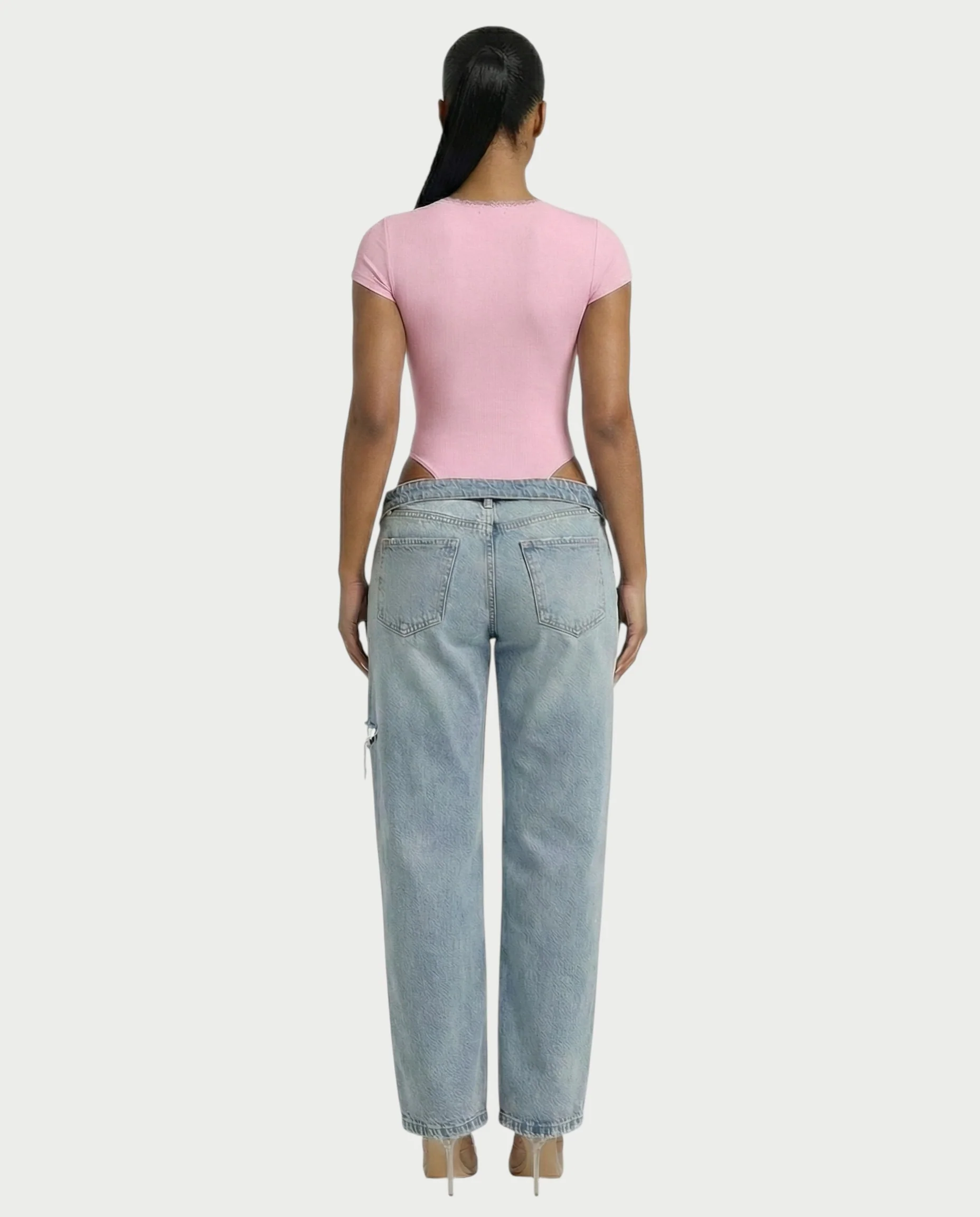 Ribbed Lace-Trim Square Neck Bodysuit - Image 15