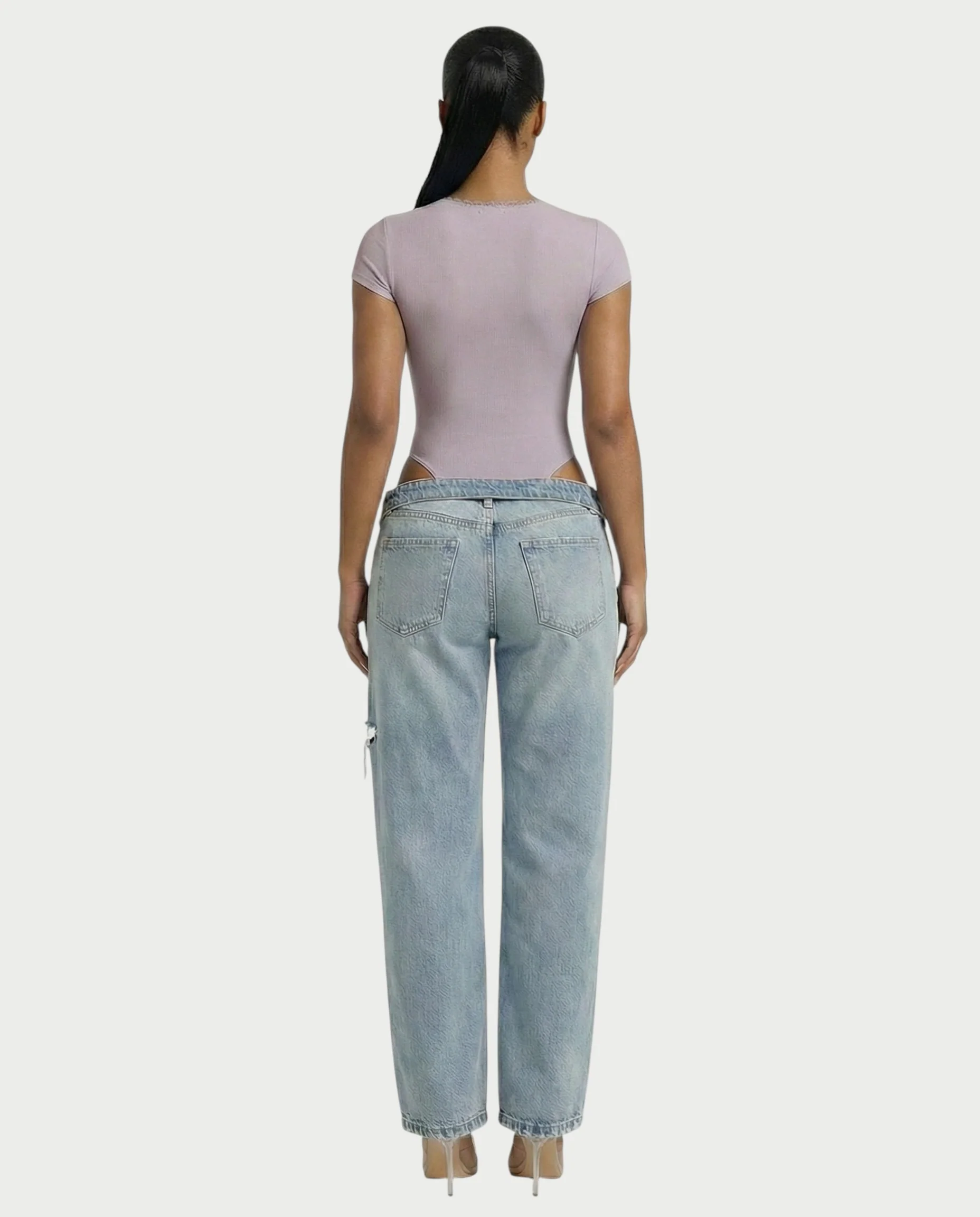 Ribbed Lace-Trim Square Neck Bodysuit - Image 25