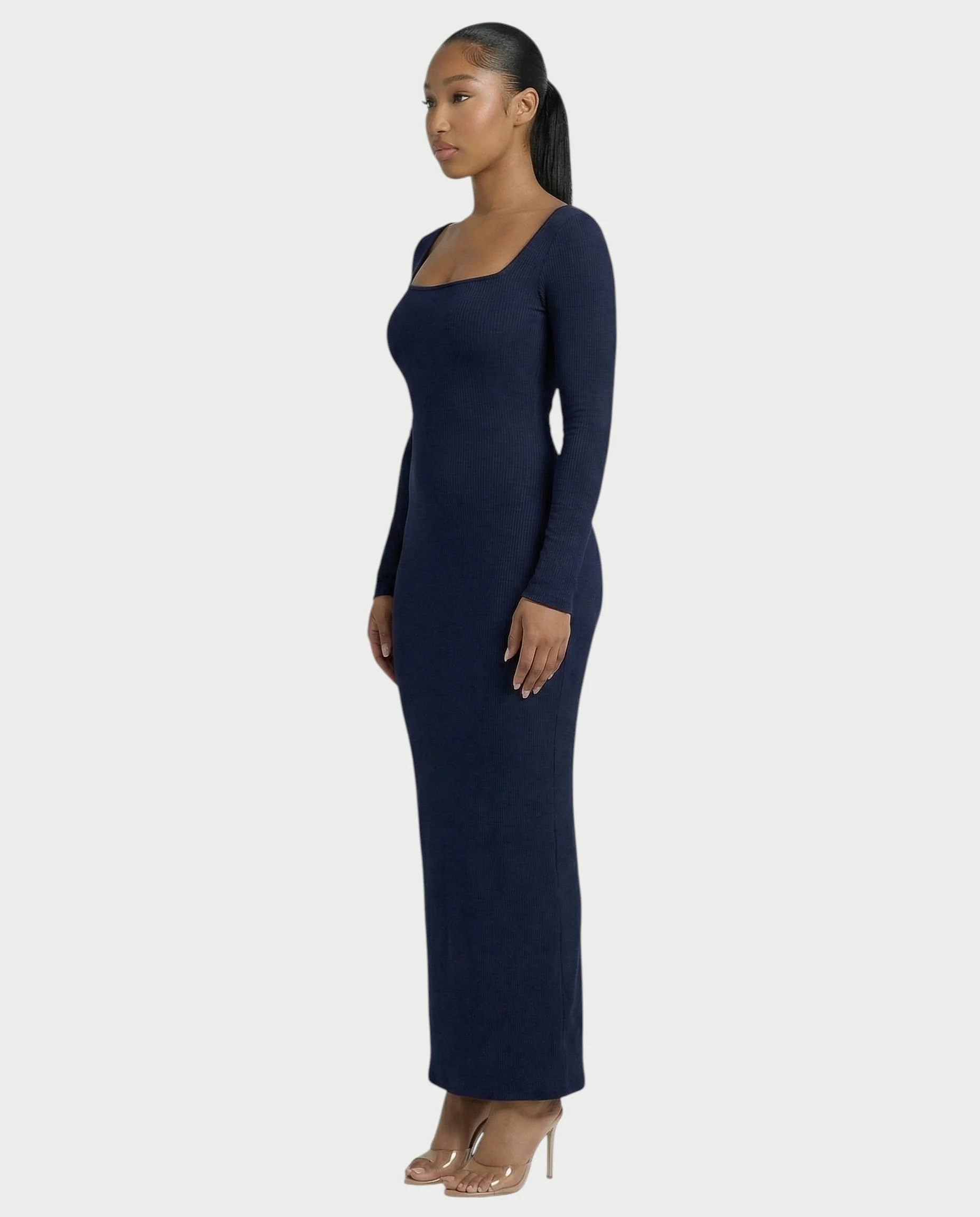 Ribbed Square-Neck Maxi Dress - Image 3