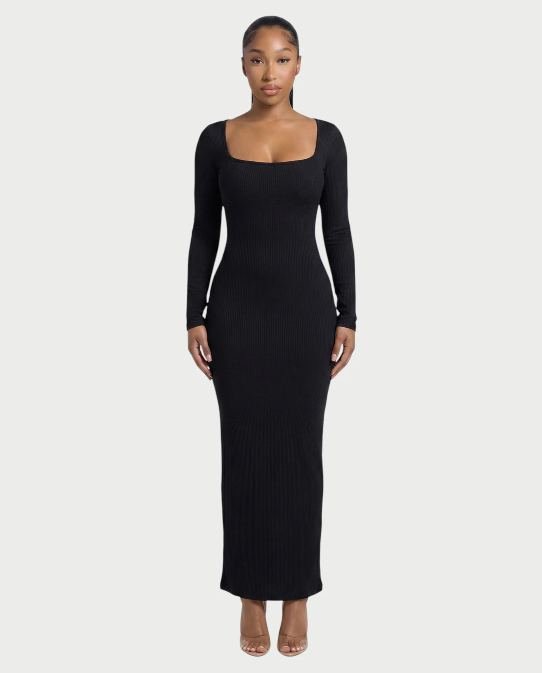 Ribbed Square-Neck Maxi Dress - Image 6