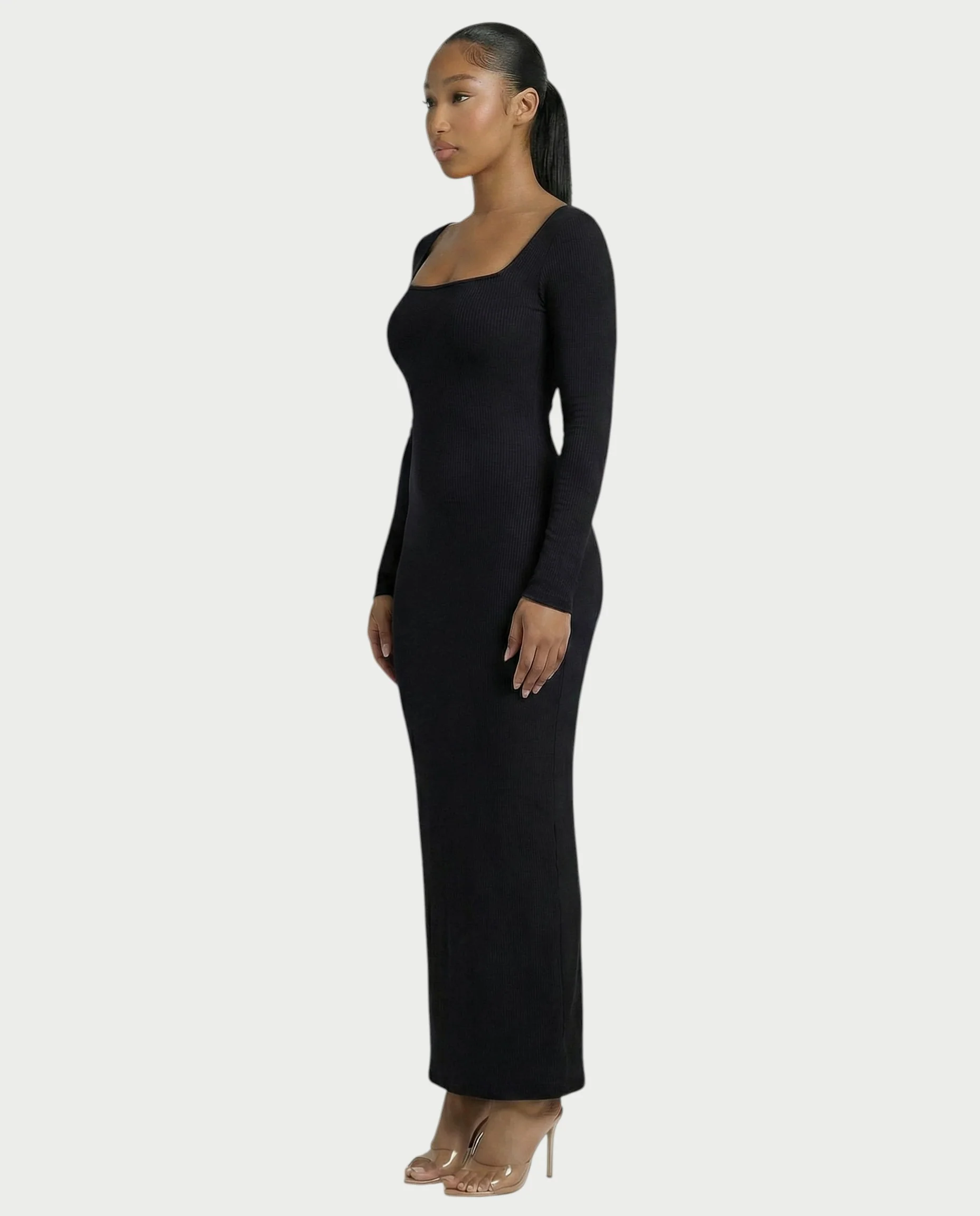 Ribbed Square-Neck Maxi Dress - Image 8