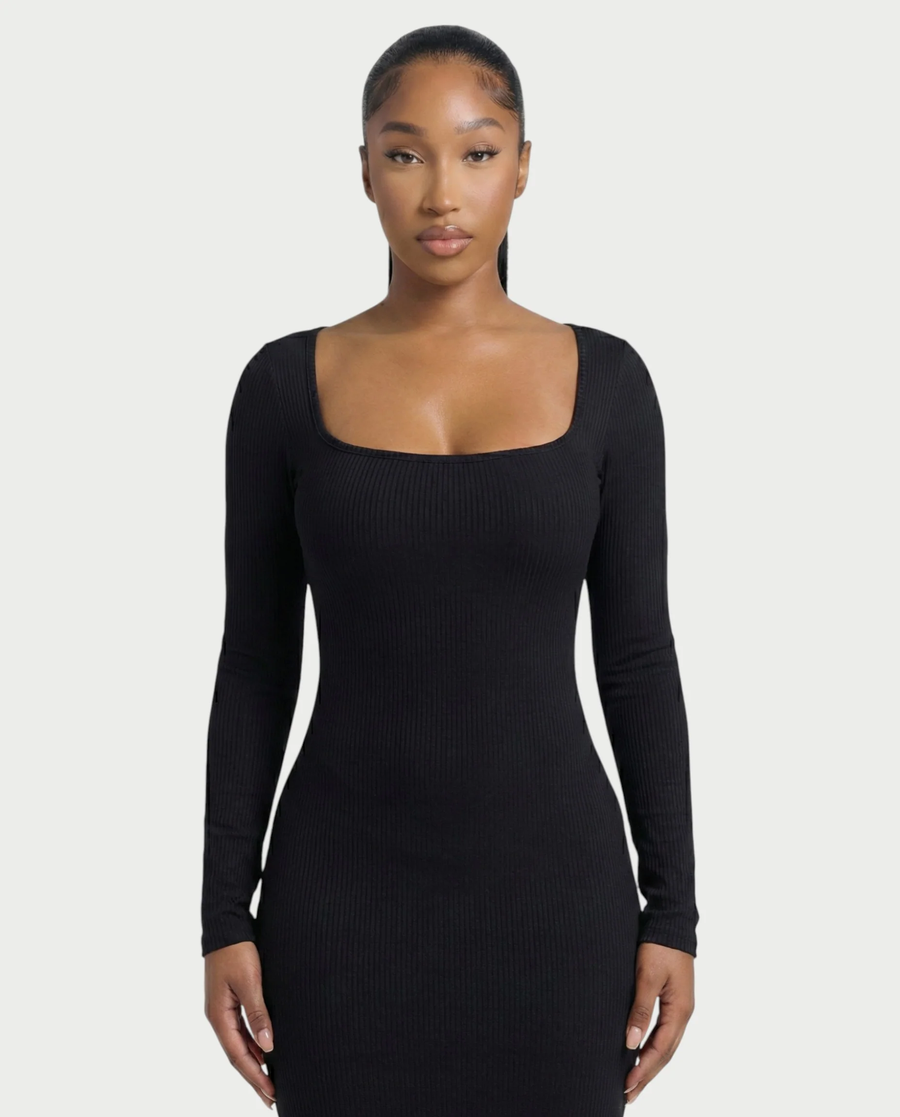 Ribbed Square-Neck Maxi Dress - Image 9