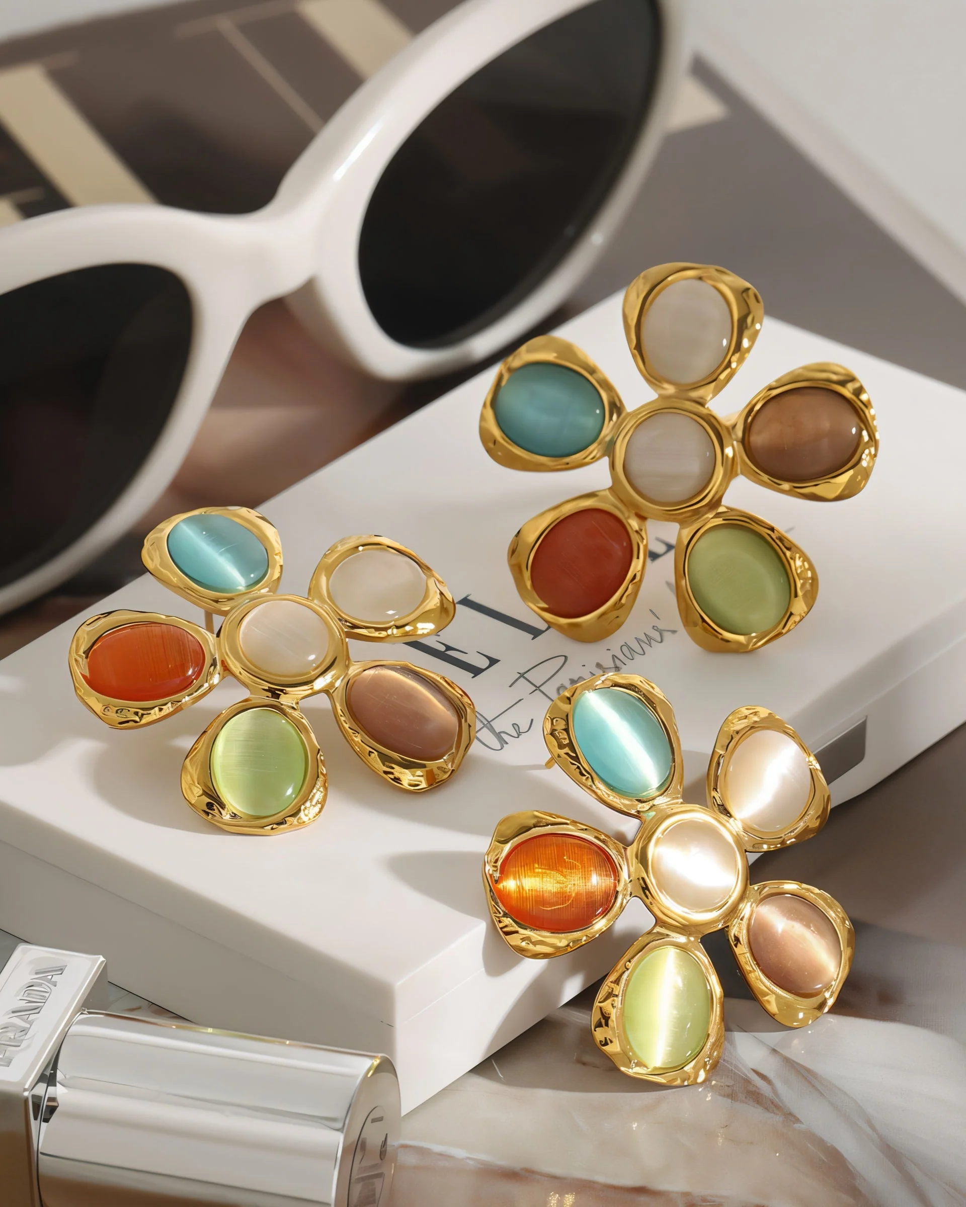 ROSELLE Multicolor Gemstone Floral Ring - Image 5