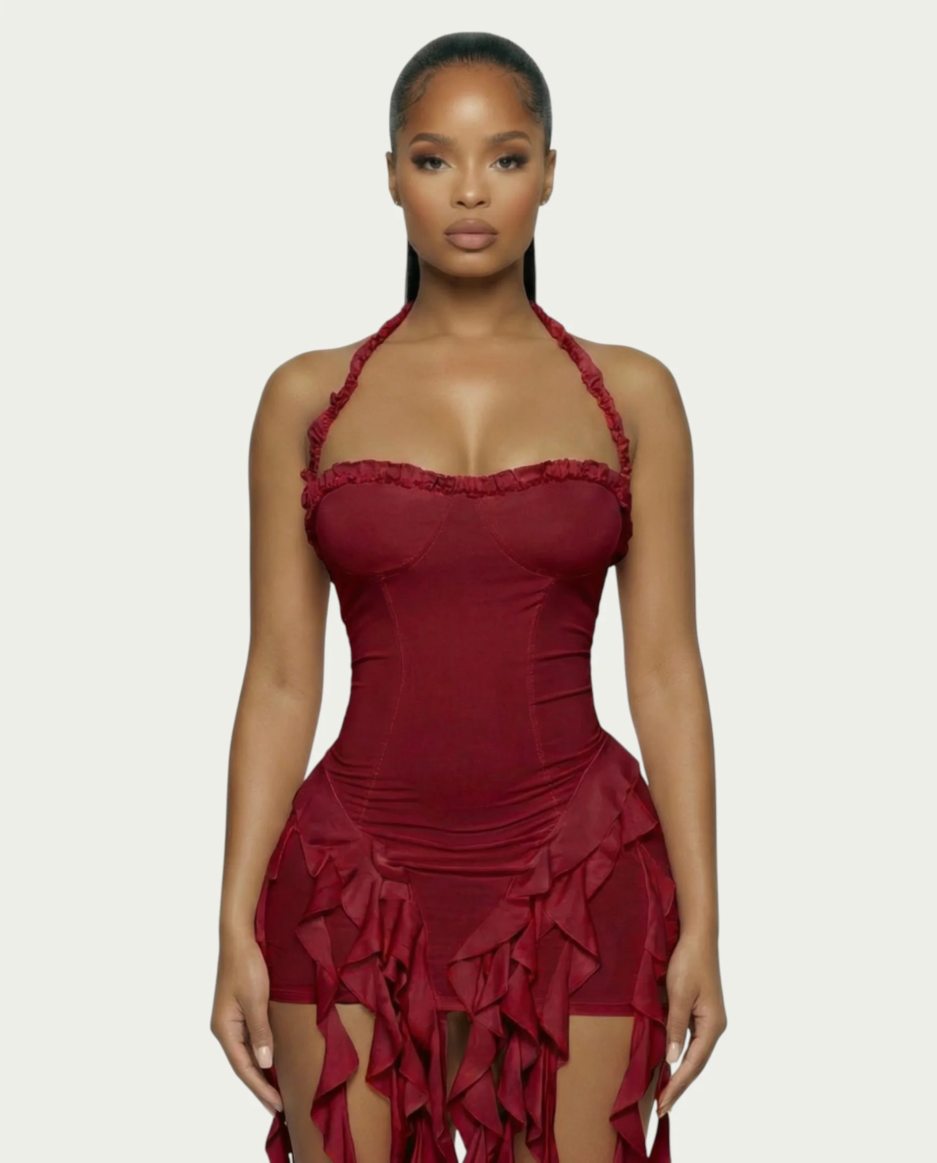 SANAI Ruffle Trim Mini Dress - Image 19