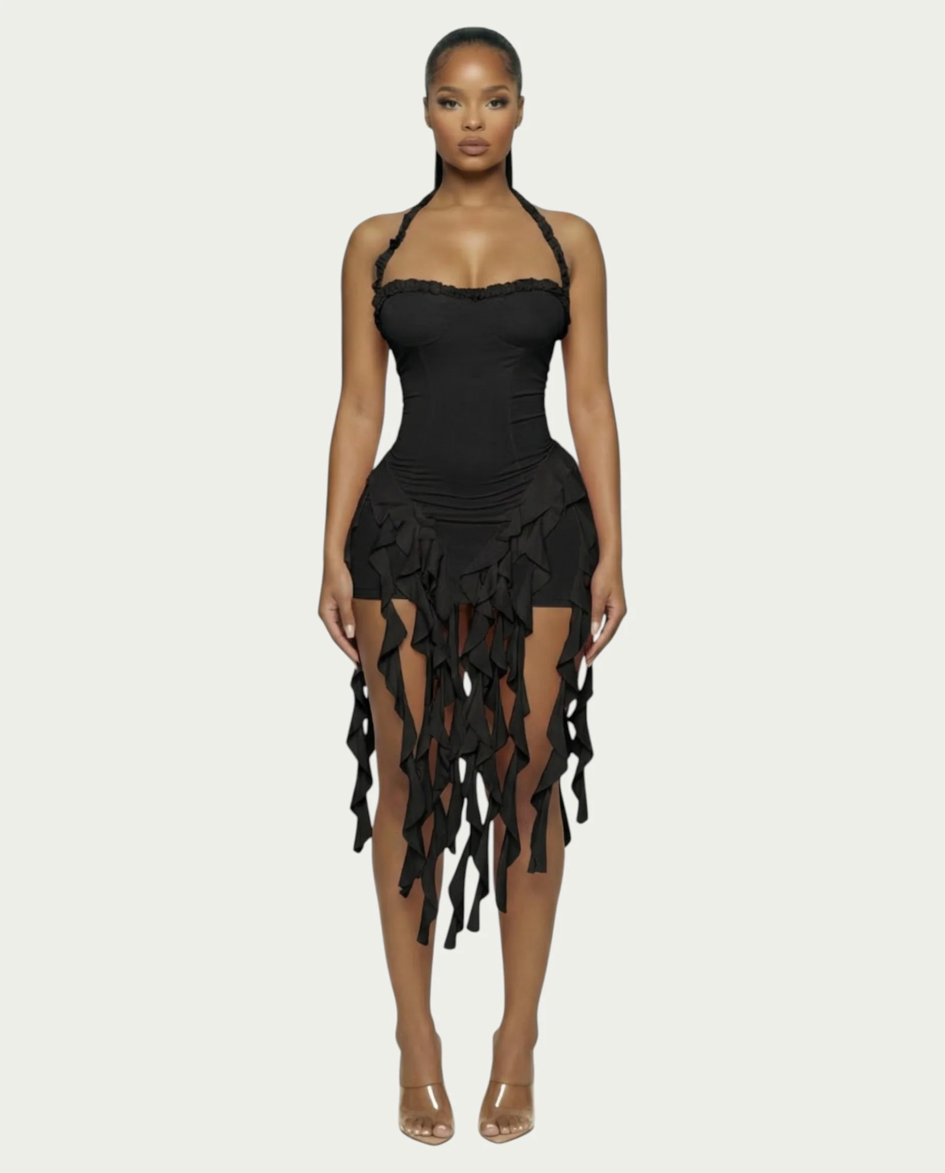 SANAI Ruffle Trim Mini Dress - Image 21