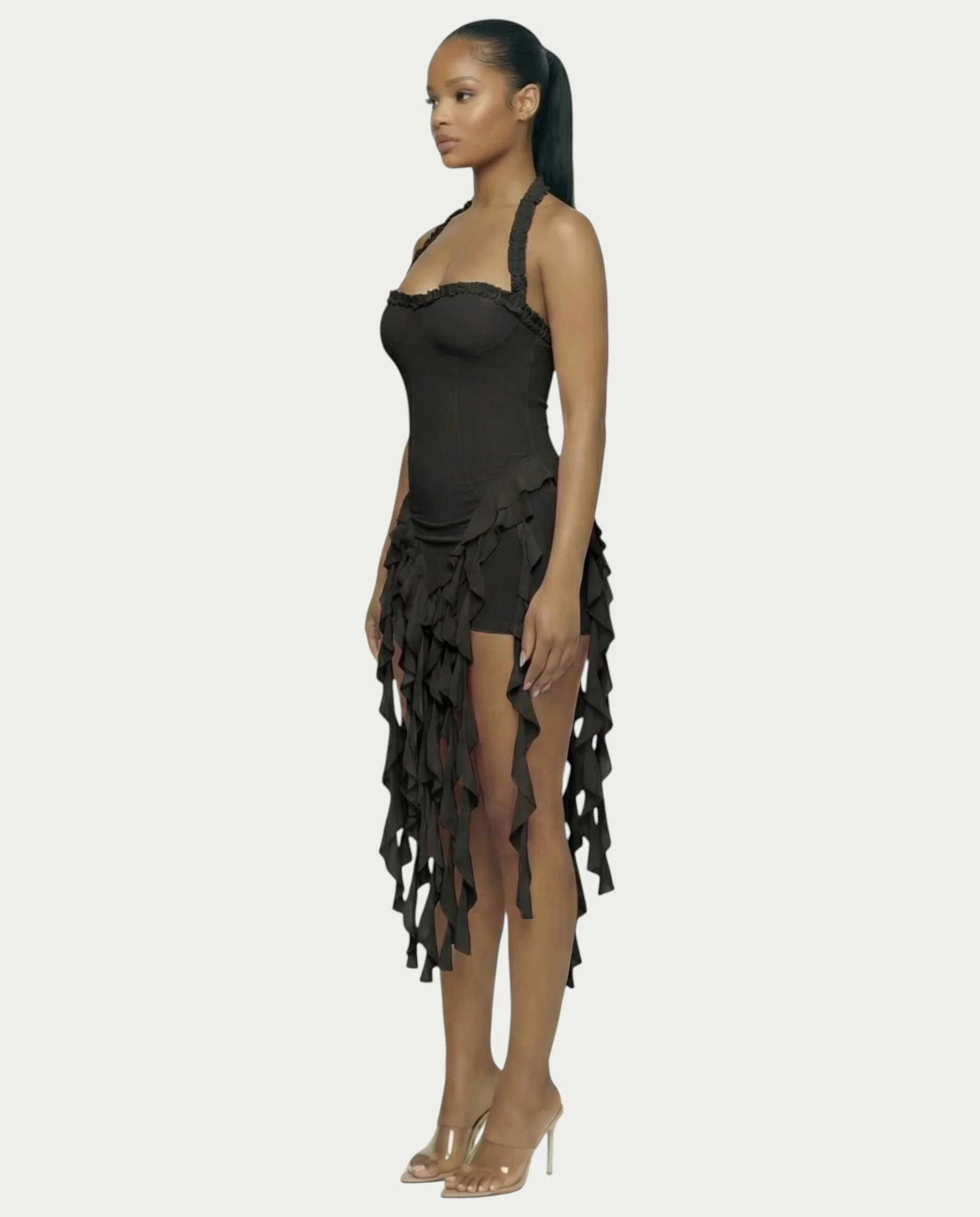 SANAI Ruffle Trim Mini Dress - Image 23