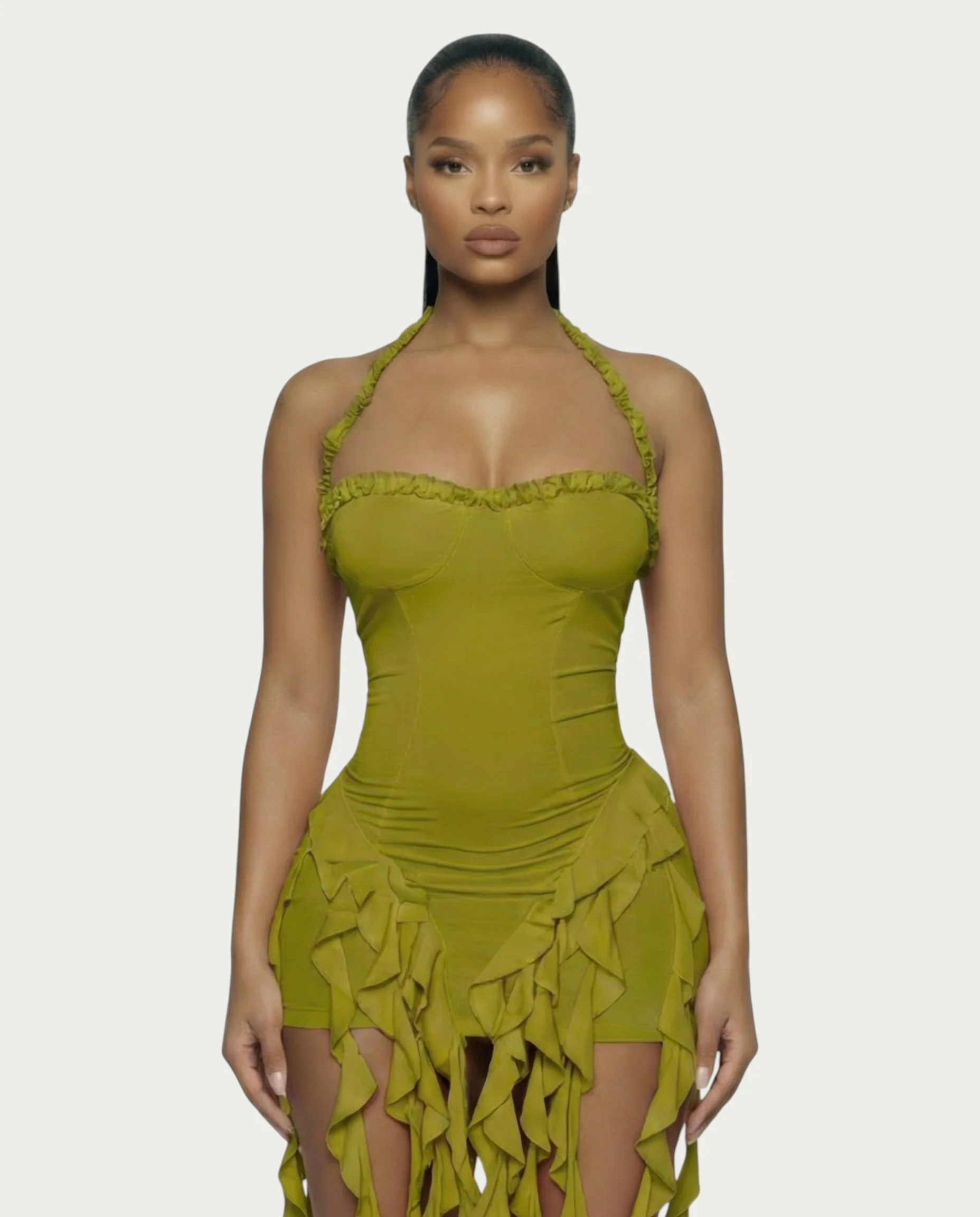 SANAI Ruffle Trim Mini Dress - Image 4