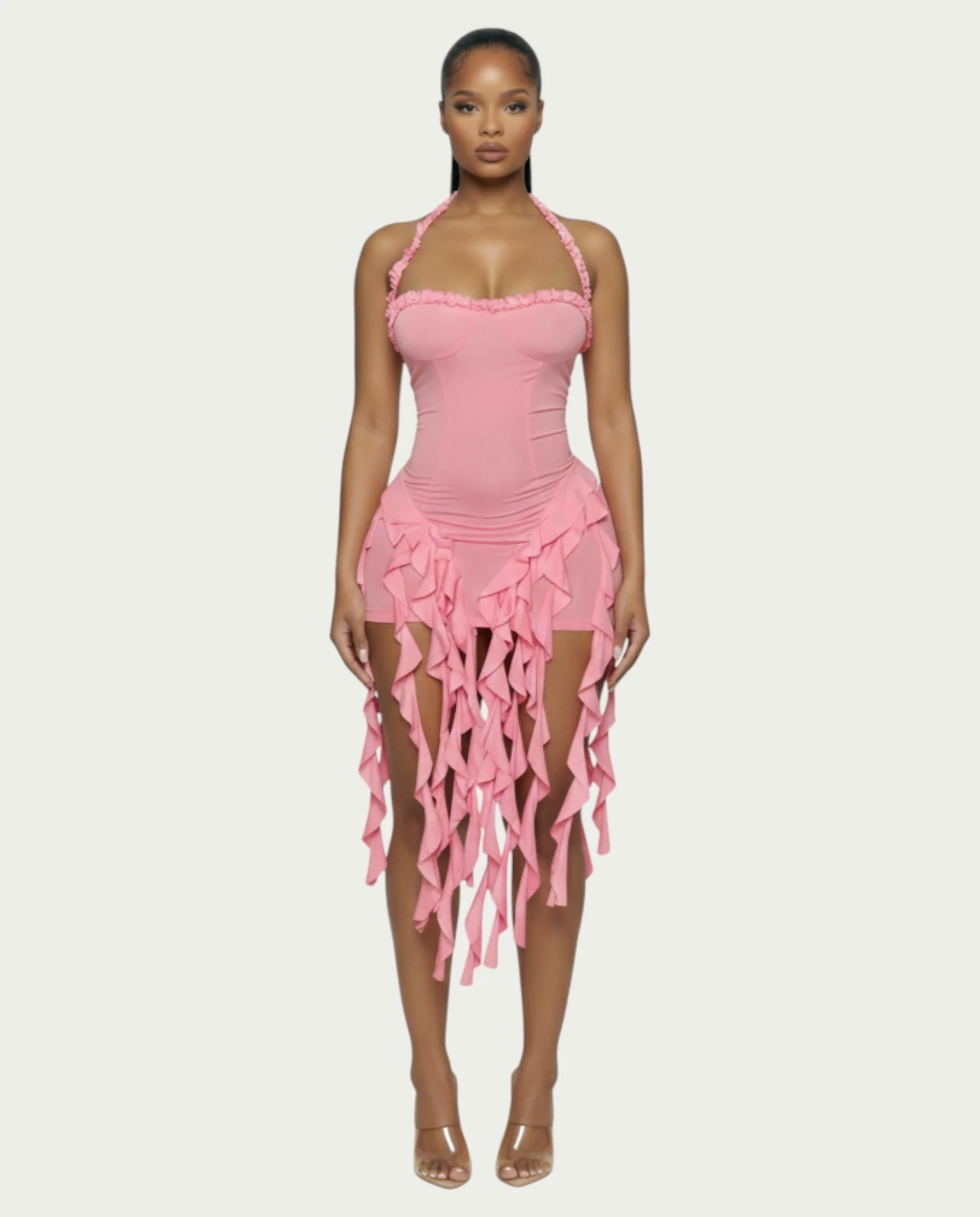 SANAI Ruffle Trim Mini Dress - Image 6