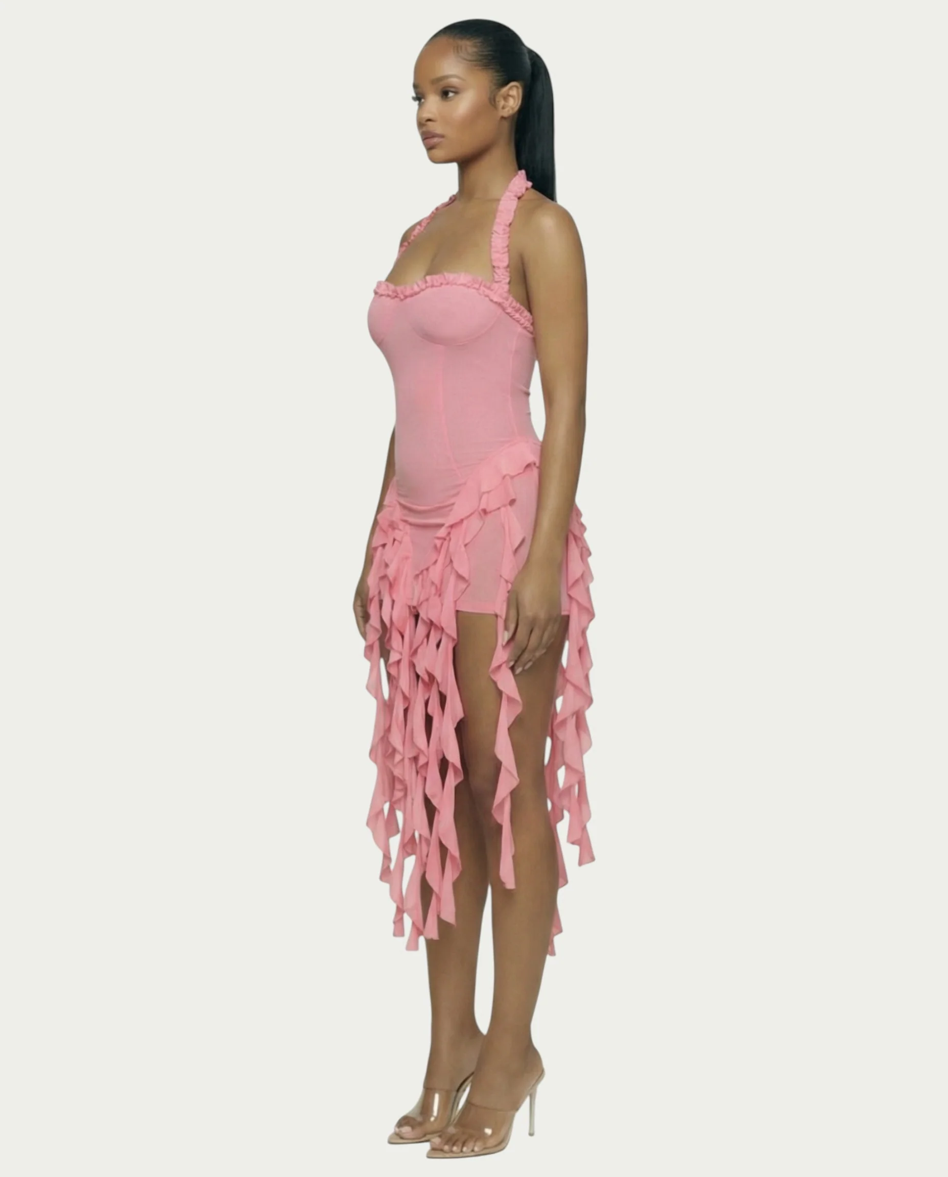 SANAI Ruffle Trim Mini Dress - Image 8