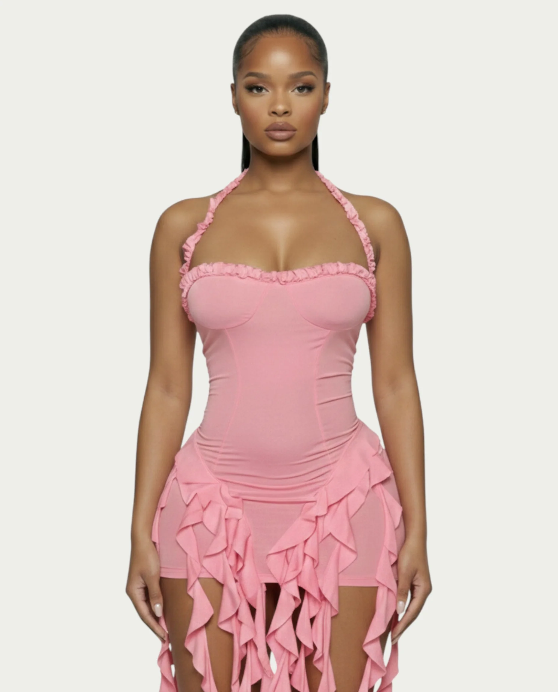 SANAI Ruffle Trim Mini Dress - Image 9