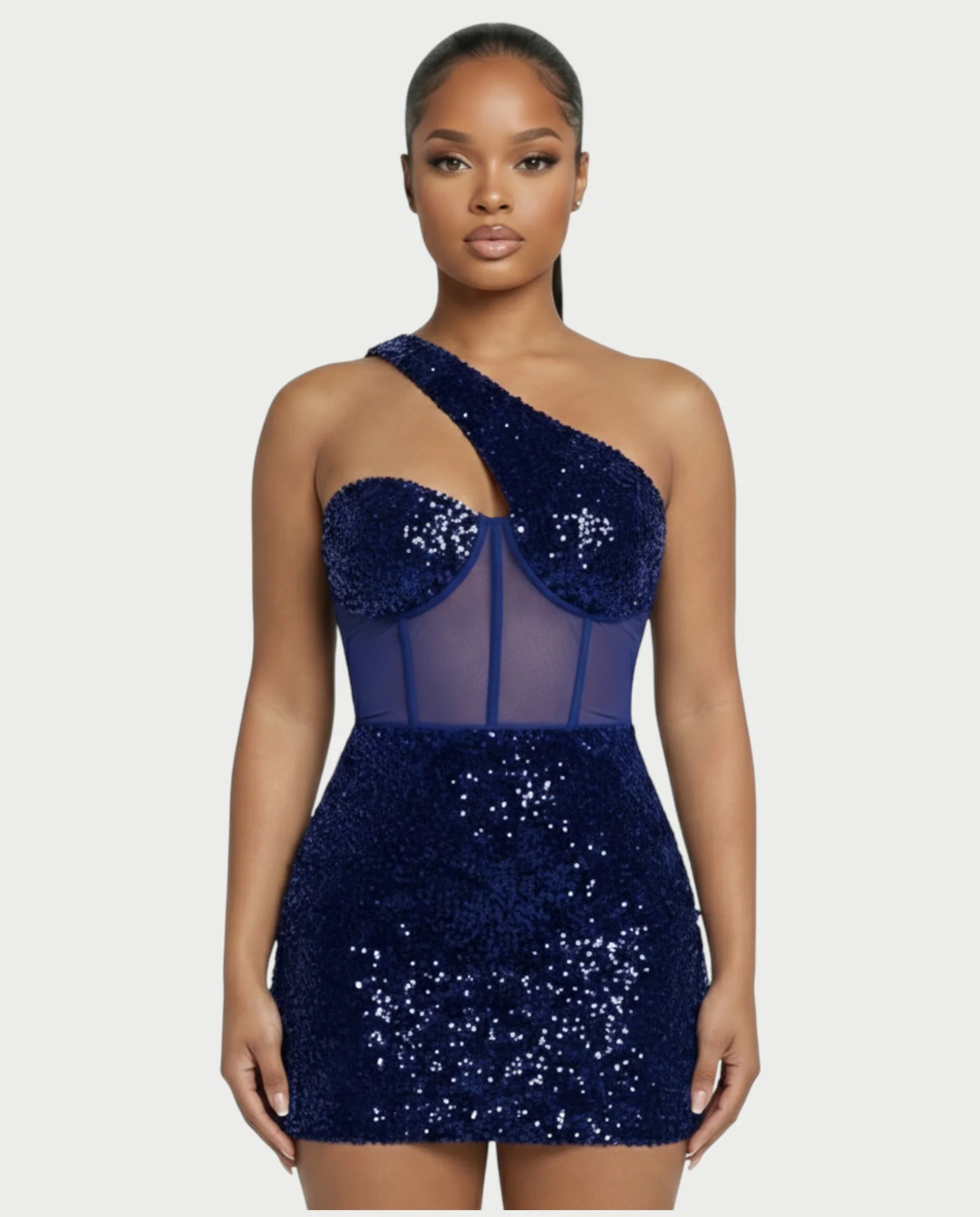 SARA One-shoulder Sequin Mini Dress - Image 14