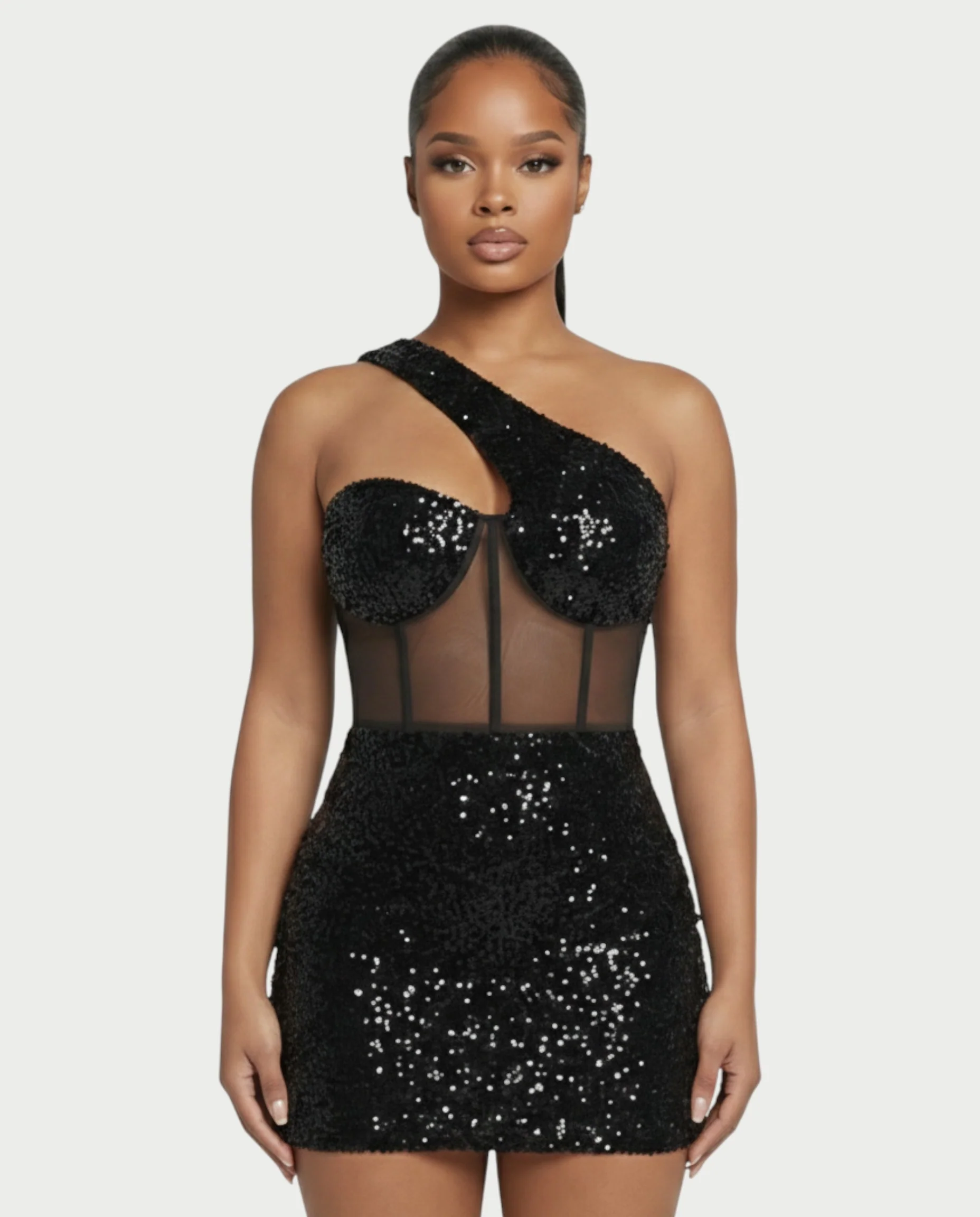 SARA One-shoulder Sequin Mini Dress - Image 4