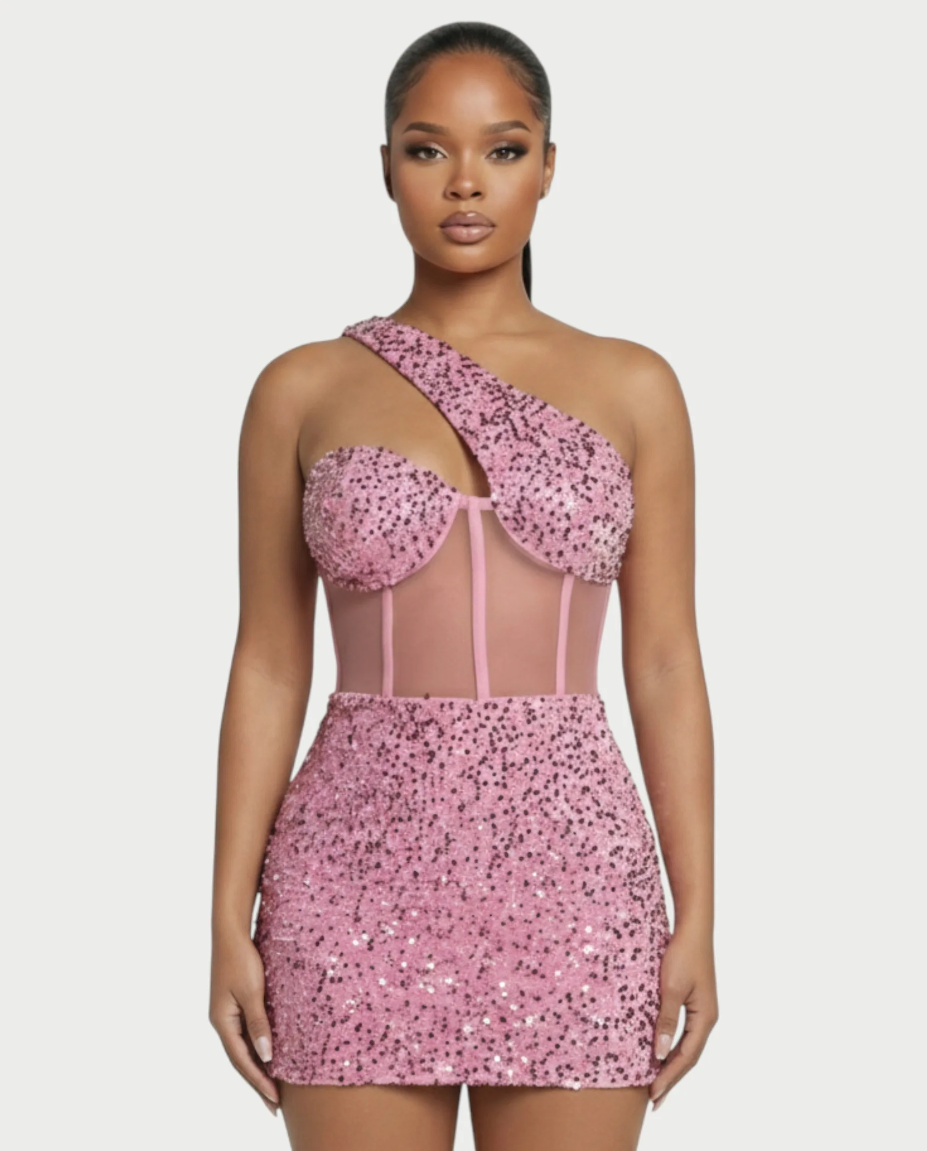 SARA One-shoulder Sequin Mini Dress - Image 9