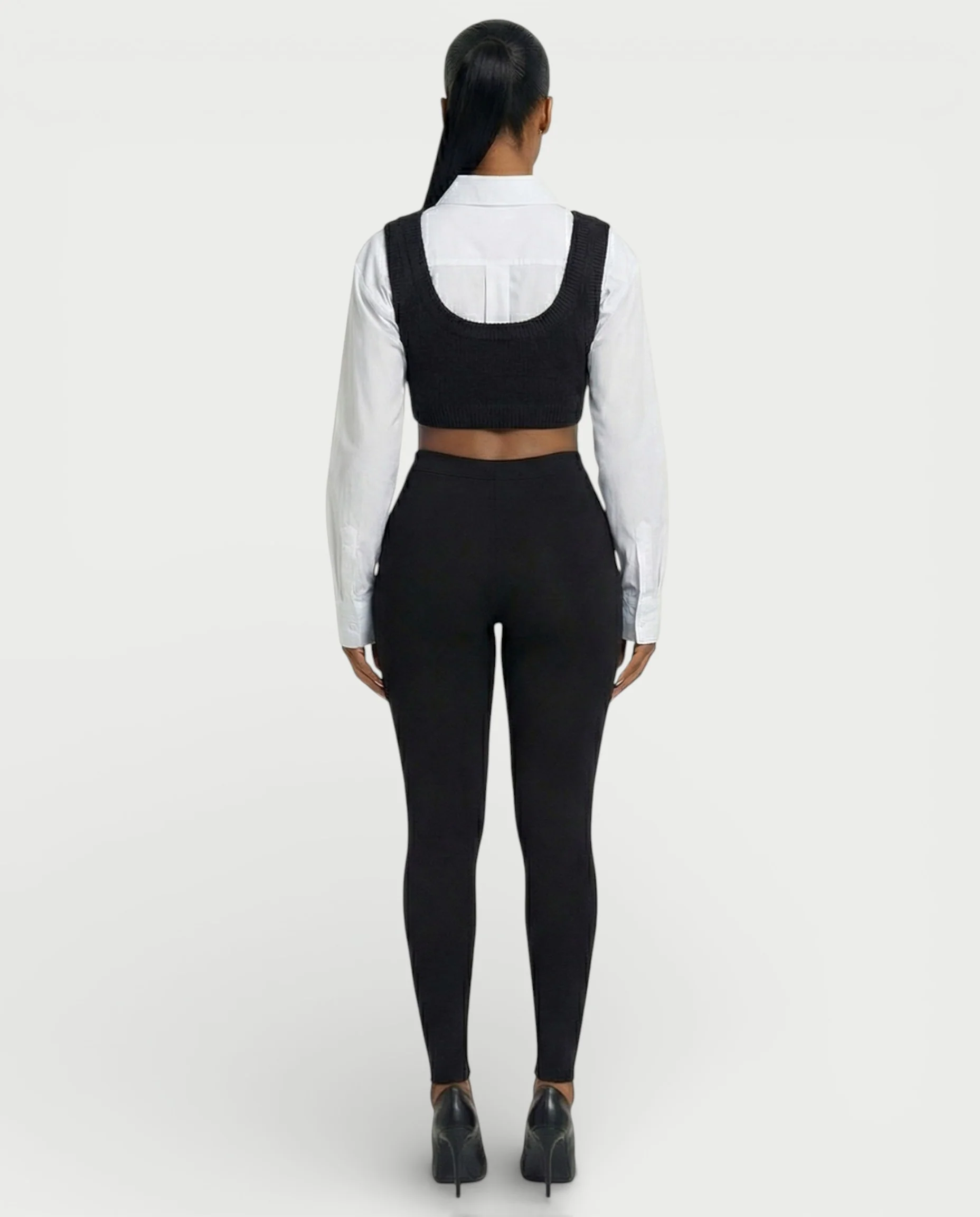 SARIEL Striped Long Sleeve Shirt & Knit Crop Top Set - Image 14