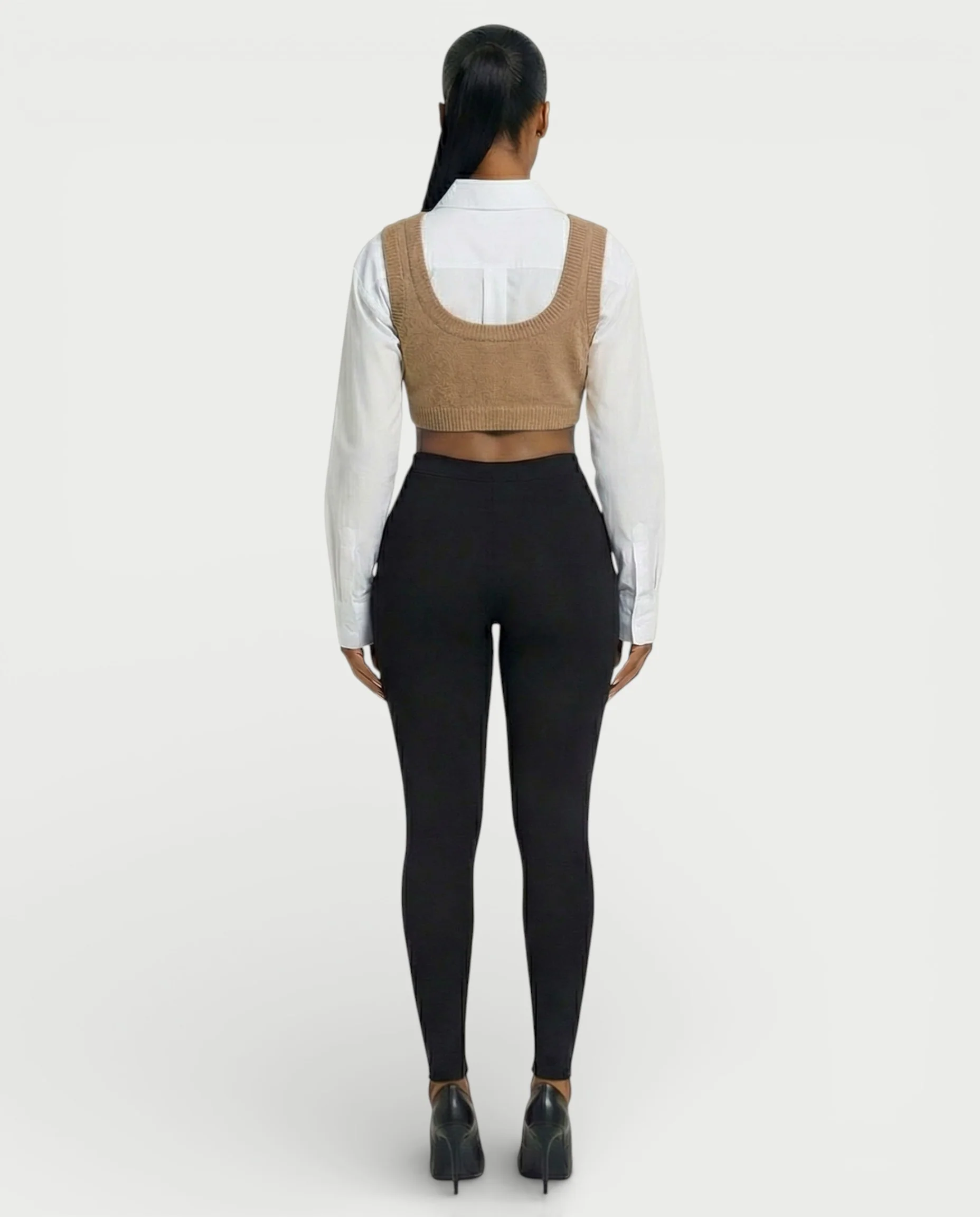 SARIEL Striped Long Sleeve Shirt & Knit Crop Top Set - Image 9