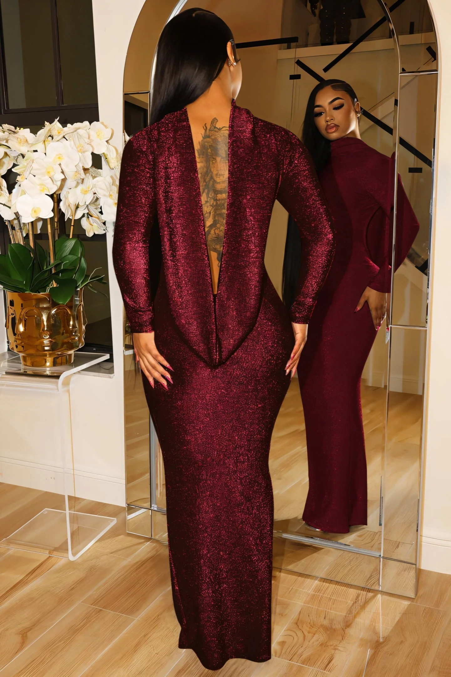 SAZA Open-back Shimmer Maxi Dress - Image 9