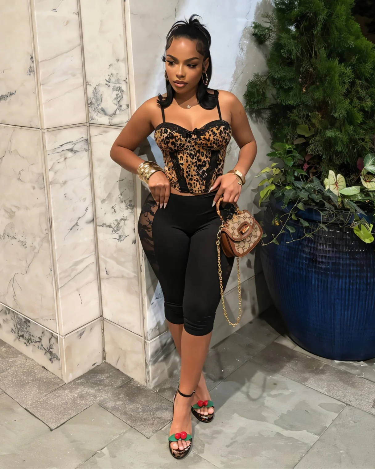 SELMA Lace Panel Capri Pants - Image 3